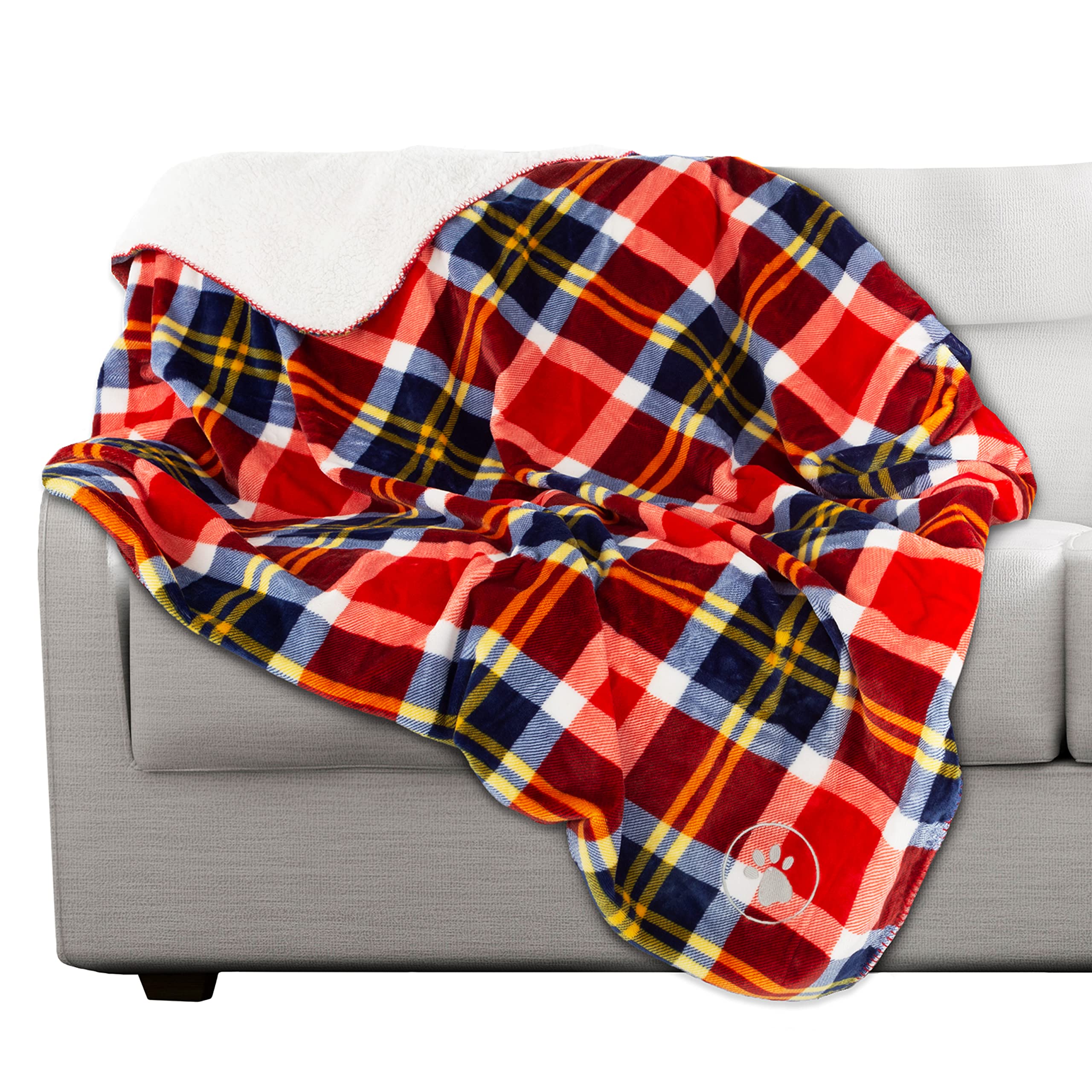 Petmaker Waterproof Pet Blanket - 50X60 Reversible Plaid Throw Protects Couch, Car, Bed From Spills, Stains, Or Fur - Dog And Cat Blankets (Red)