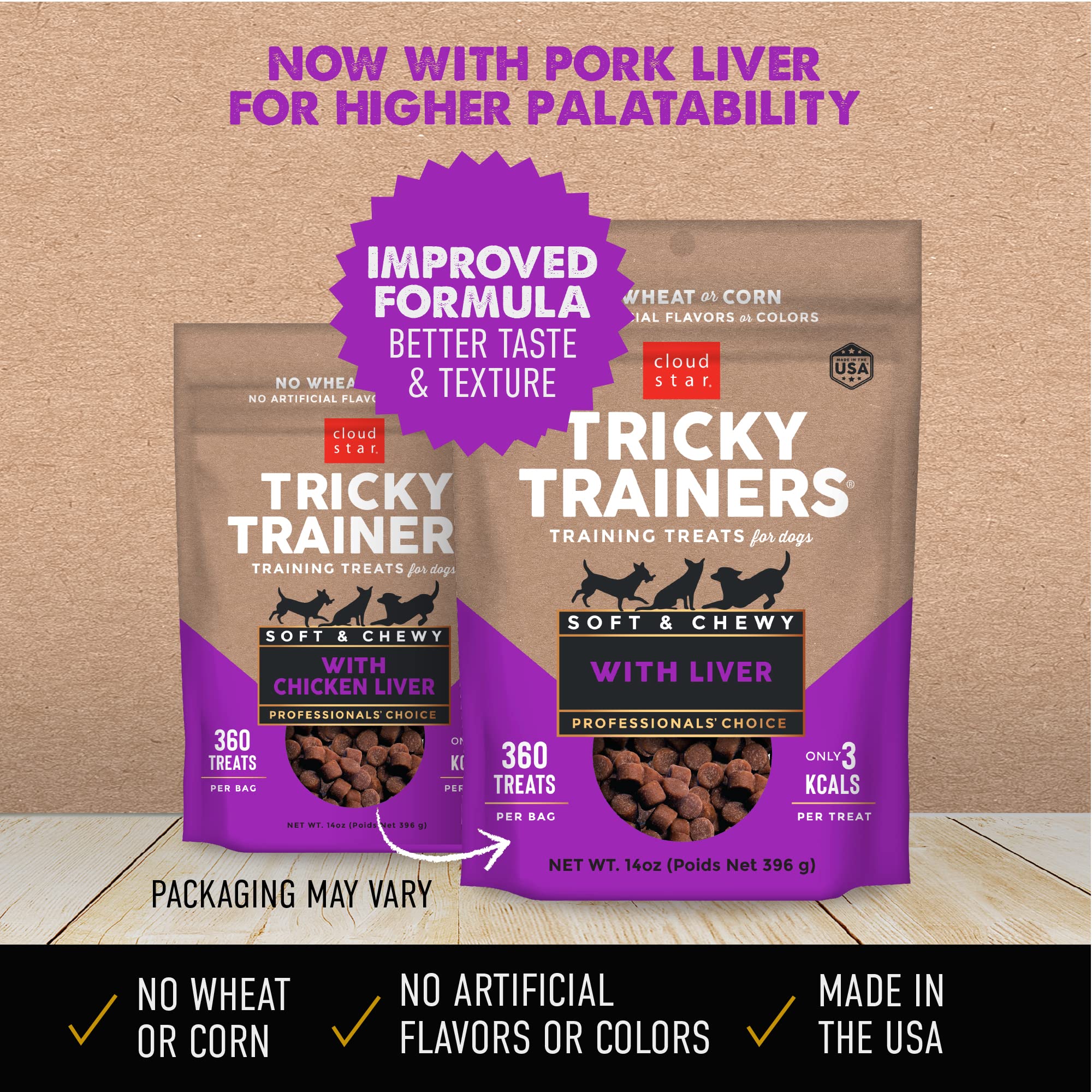 Cloud Star Tricky Trainers Chewy Dog Treats - Whole Grain Soft for Adult & Puppy