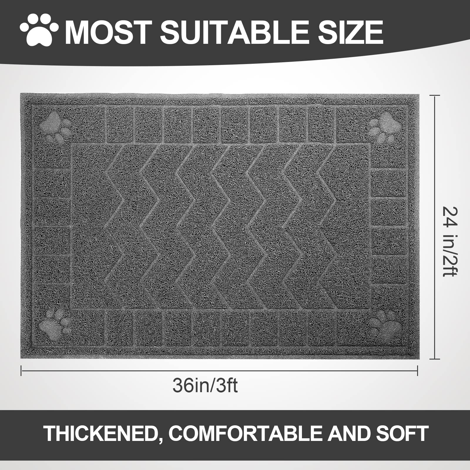 Motsamla Cat Litter Mat, Litter Trapping Mat Soft On Kitty Paws, 35' X 24' Kitten Litter Box Mat For Cleaner Floors, Waterproof, Easy Clean, Durable Large Size Cat Litter Pad For Kitten.