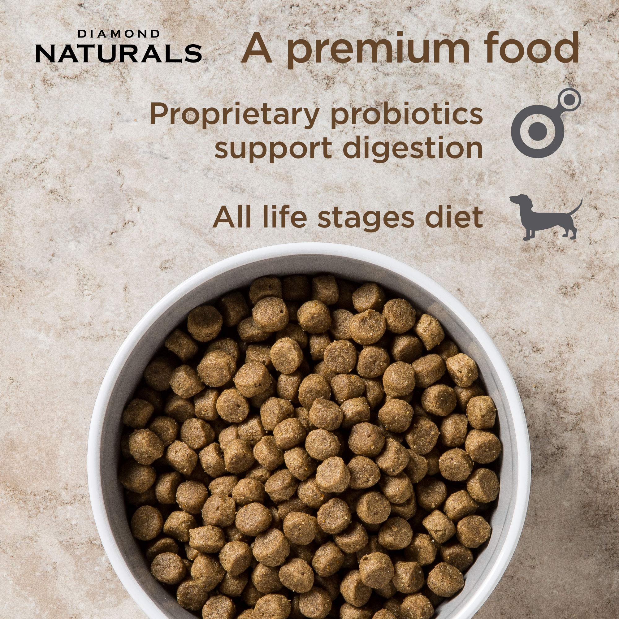 Diamond Naturals All Life Stages Chicken and Rice Formula Dry Dog Food Protein from Real Chicken, and Probiotics 40 Pound (Pack