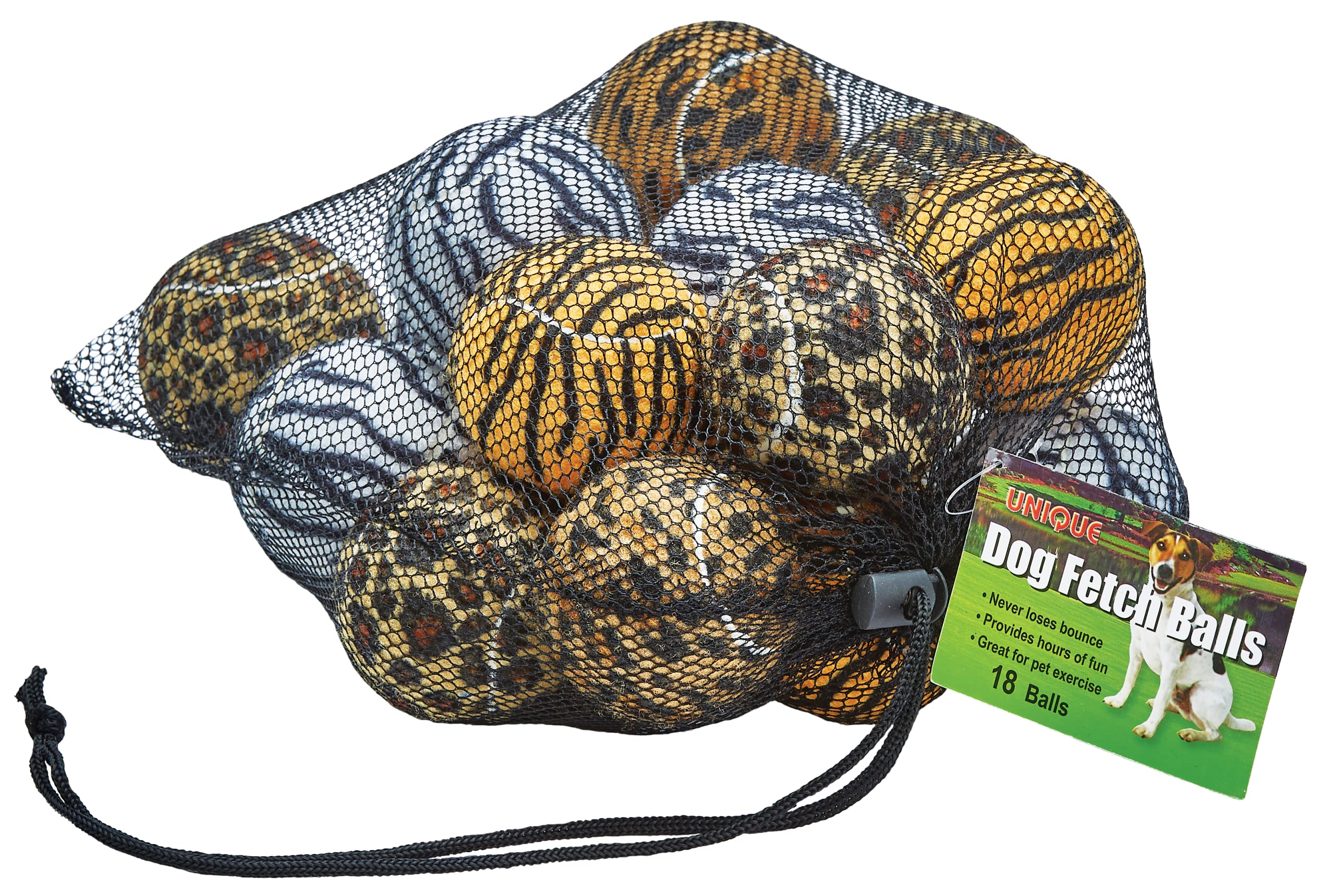 Unique Sports Dog Fetch Balls Animal Prints 18 Pack