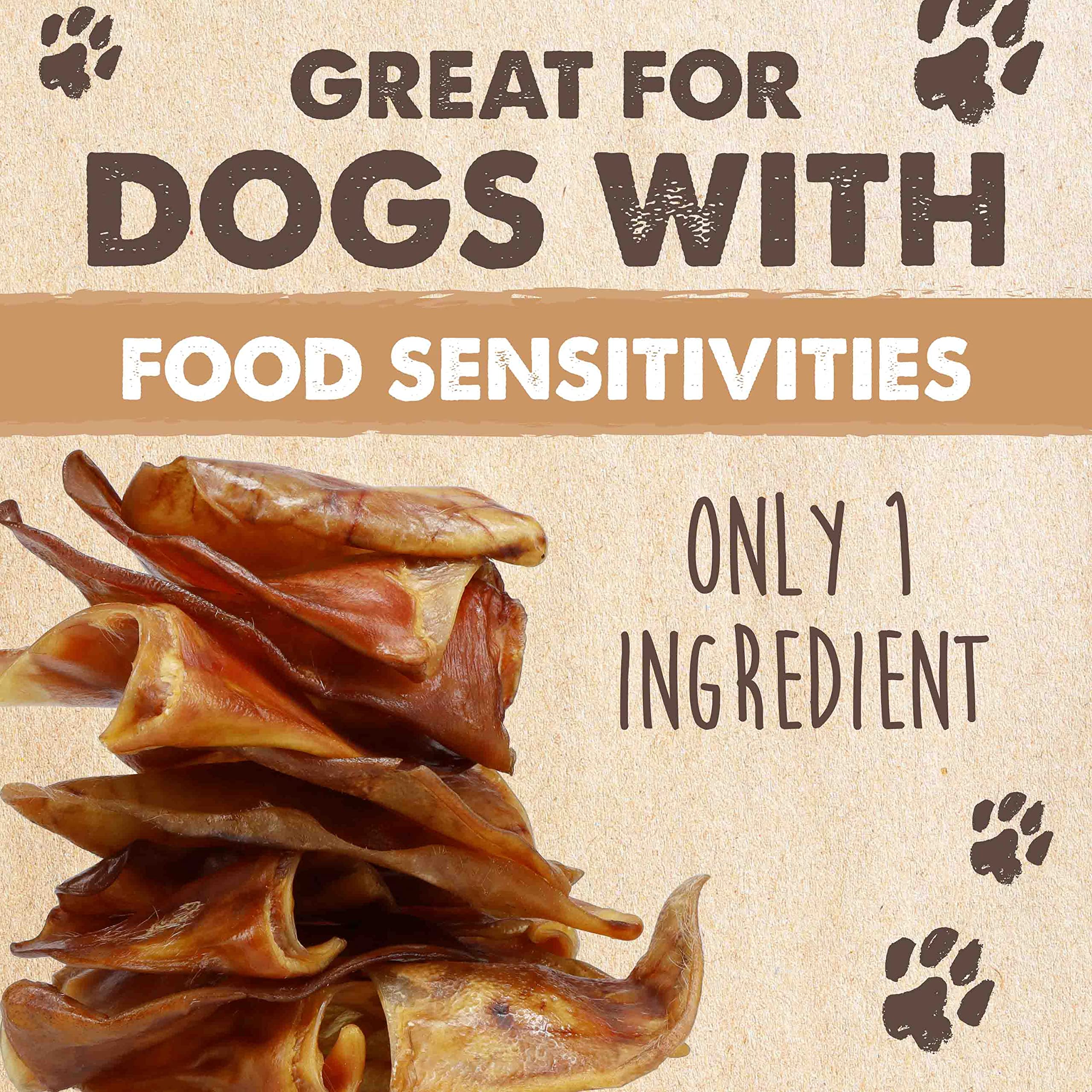 Mighty Paw Full Pig Ears for Dogs | All Natural Treats. Single Ingredient Pet Treat. Better Than Rawhide Dog Snacks for Puppy &