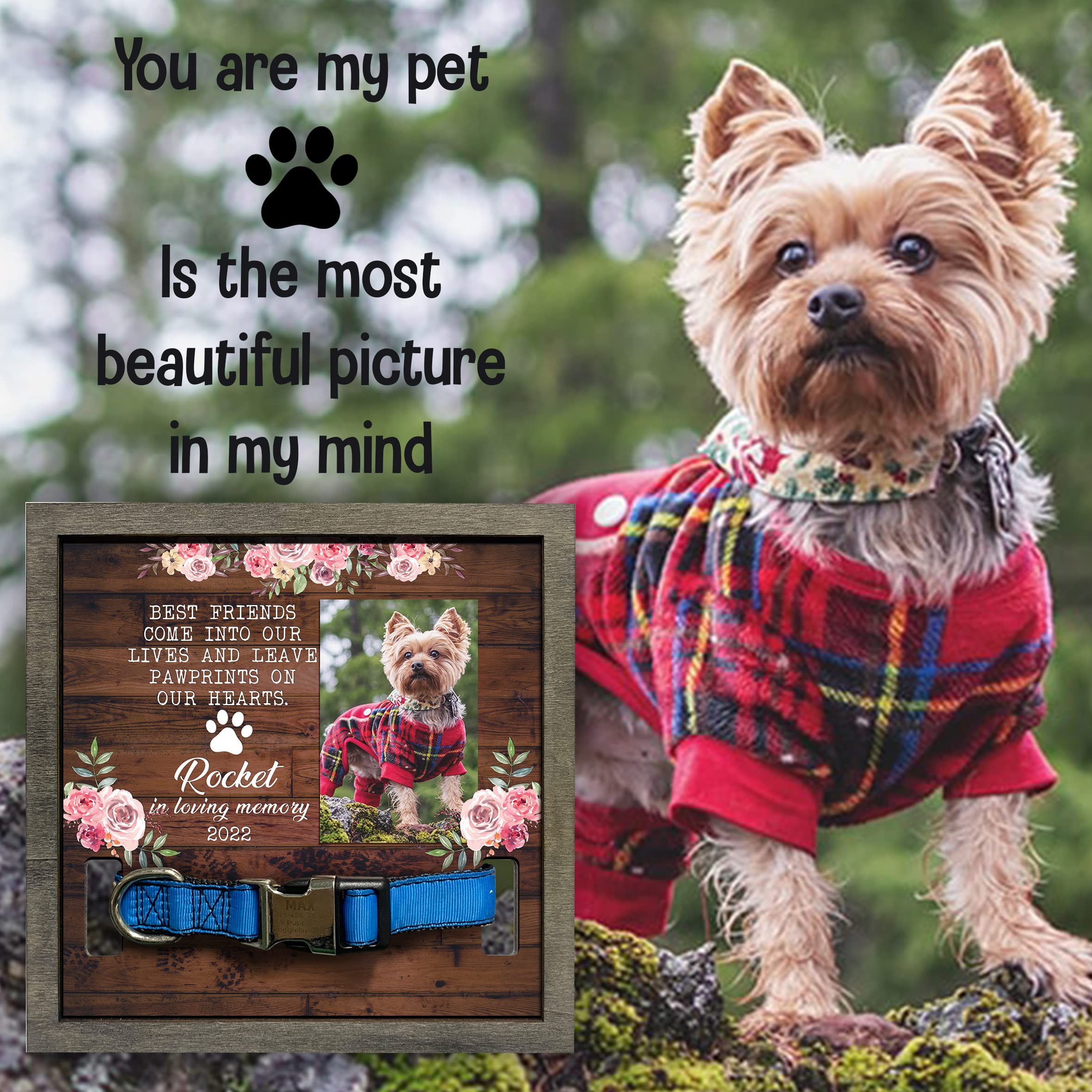 Bfigift Customized Pet Memorial Frame Wood Dog In Picture Deceased Pet Personalized Dog Remembrance Animal Passing Away Wood Gifts Puppy Picture Frames Gifts For Pet Owners Christmas Tabletop Plaque