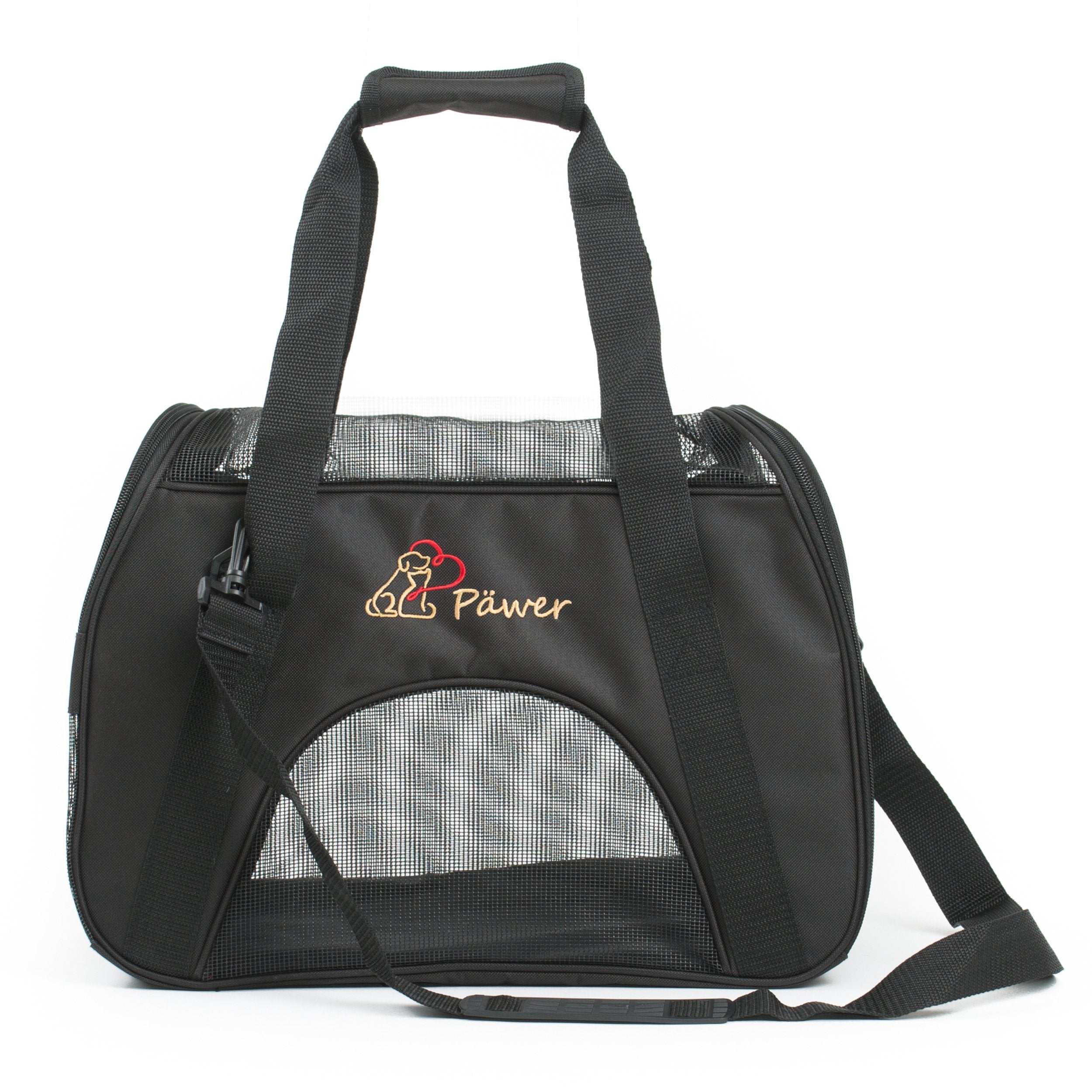 Pawer Soft-Sided Pet Carrier for Cat and Small Dog,Black Color,Medium Size,Washable 600D Oxford Cloth Airline Approved Travel To