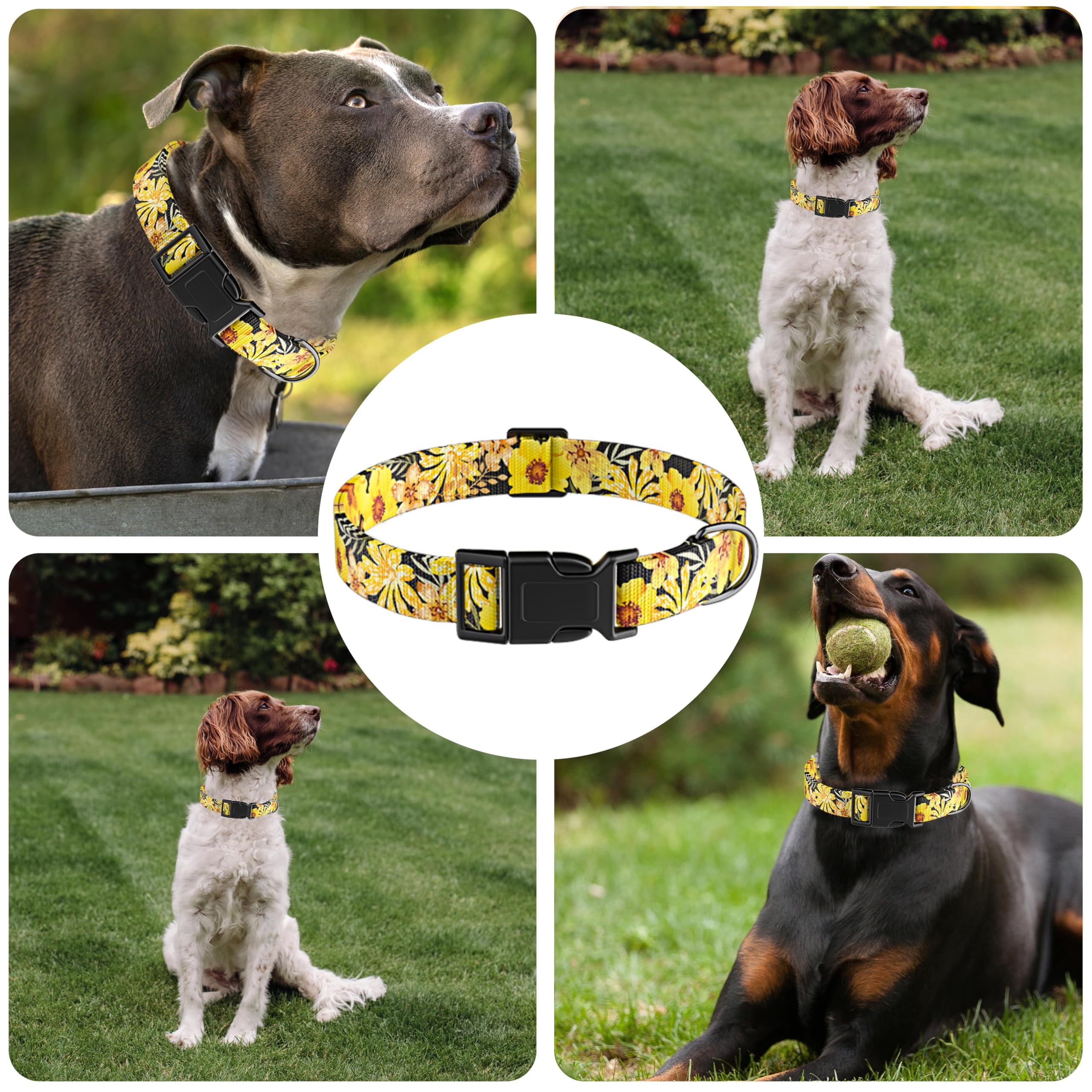 Seyezo Dog Collar For Boys Girls, Puppy Collar For Small Medium Large Dogs, Adjustable Soft Patterned Pet Collar With Safety Buc
