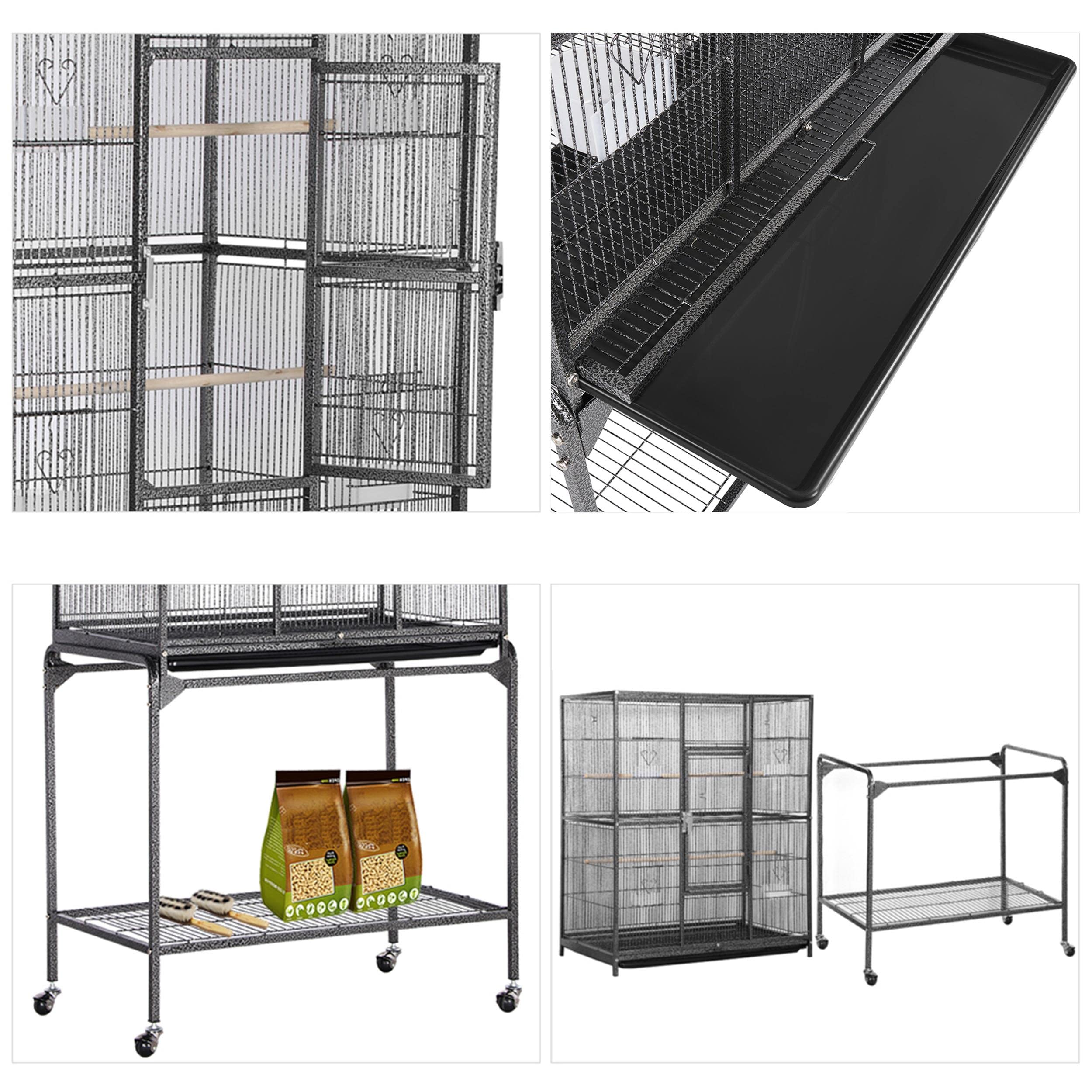 Yaheetech 63-Inch Wrought Iron Construction Rabbit Ferret Chinchilla Adult Rat Sugar Glider Guinea Pig Small Pet Animal Cage Wit