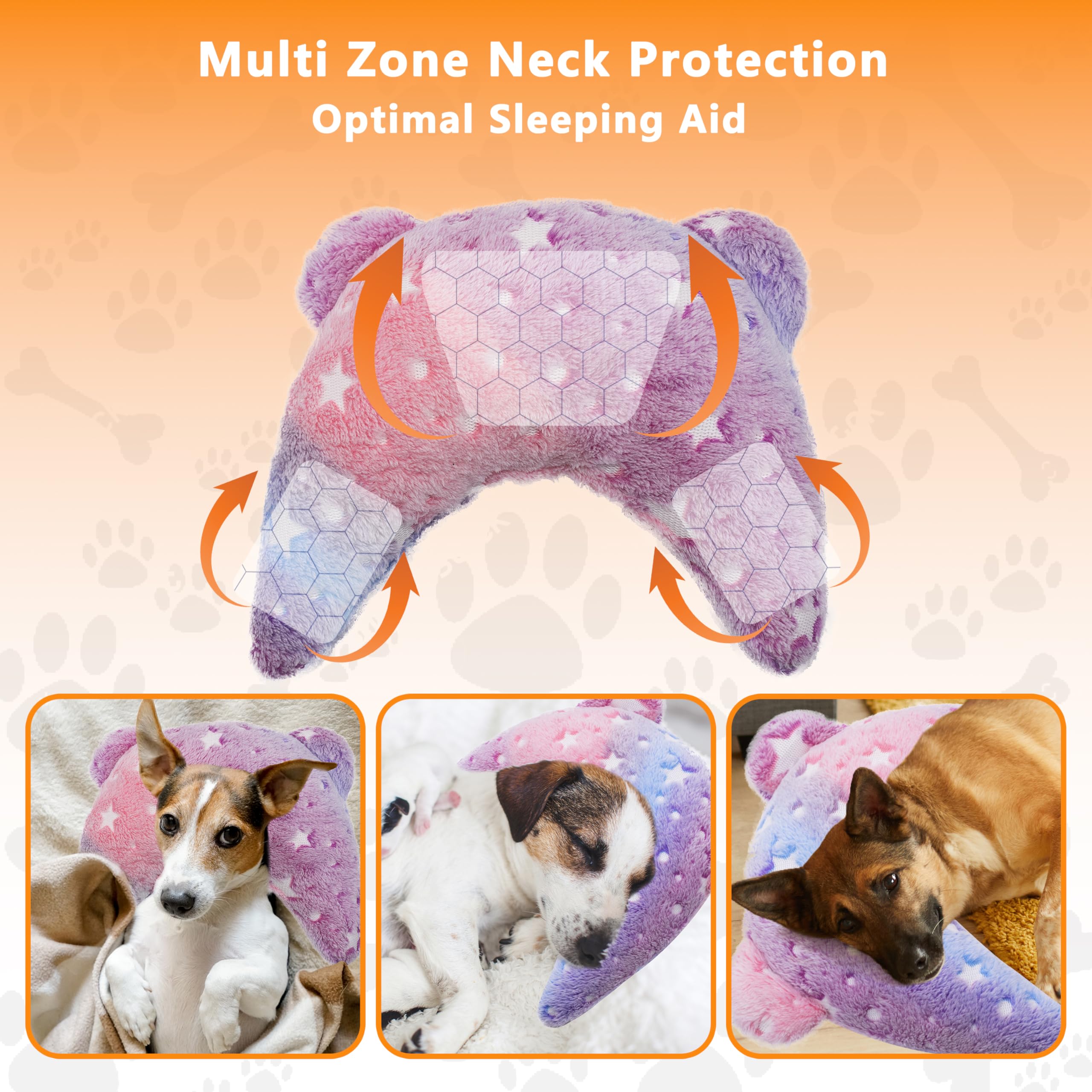 Maiiu Pet Calming Pillow For Dogs, Soft U-Shaped Pillow Glow In The Dark, Joint Relief, Sleep Comfortably,Suit For Small, Medium