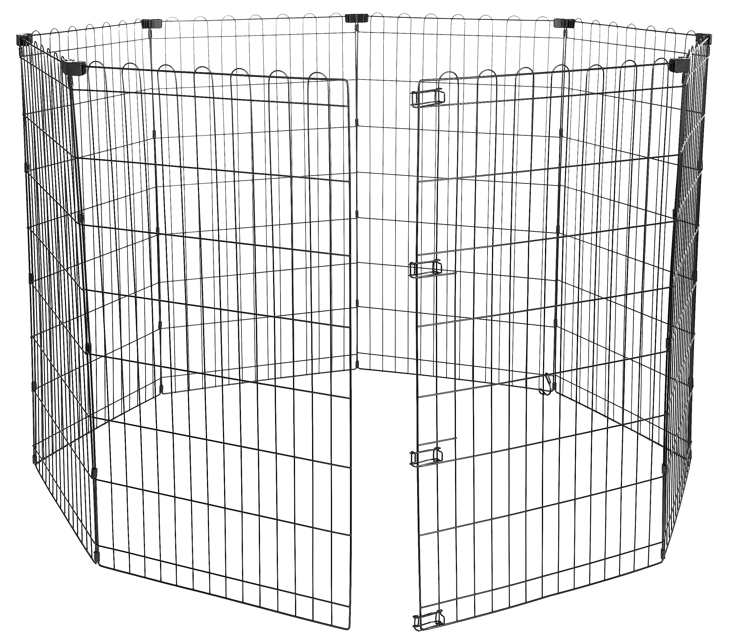 Amazon Basics Foldable Octagonal Metal Exercise Dog Playpen - Indoor/Outdoor, No Door, Large (8 Panels, 24 X 42), Easy To Assemb
