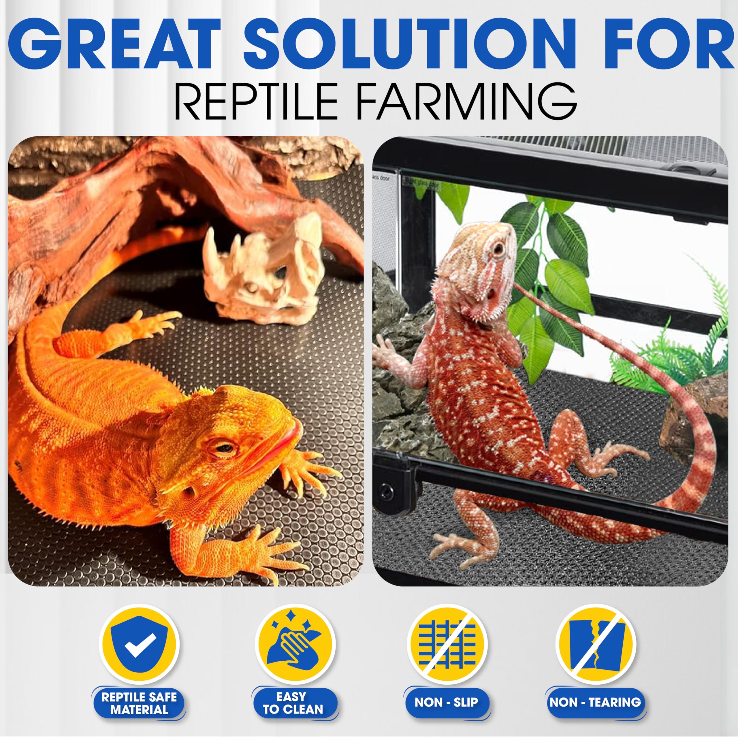 [Premium] 24''X60'' Reptile Substrate Mat With 4 Pcs Rug Gripper, Extra Thick & Ultra Comfortable,Non-Slip, Reptile Tank Accesso