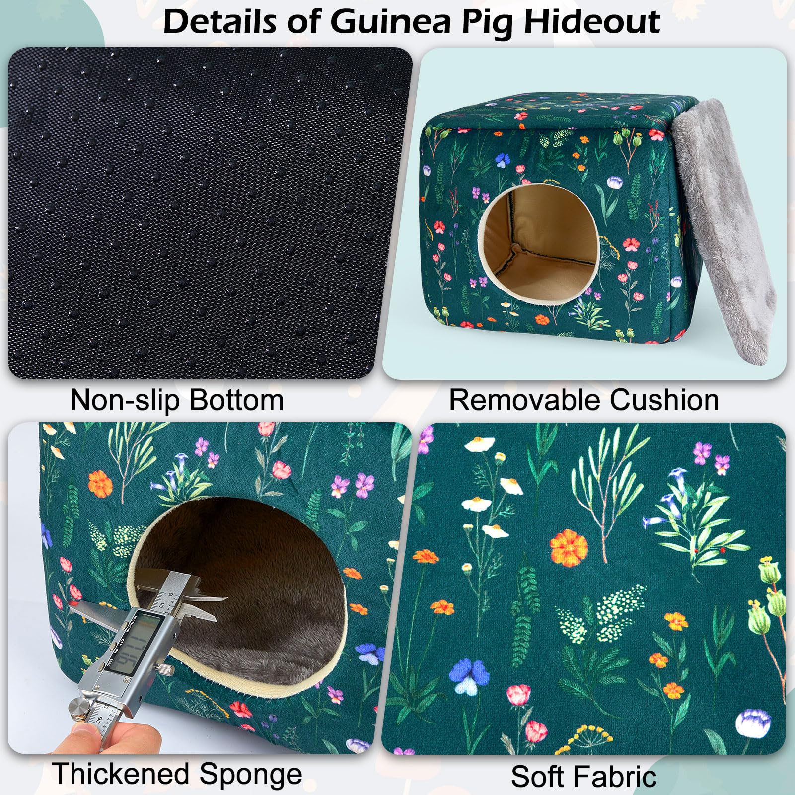 Bienbee Guinea Pig Hideout, Washable Guinea Pigs House Cozy Guinea Pigs Bed for Small Pet Bunny/Rabbit/Hamster/Chinchilla Guinea