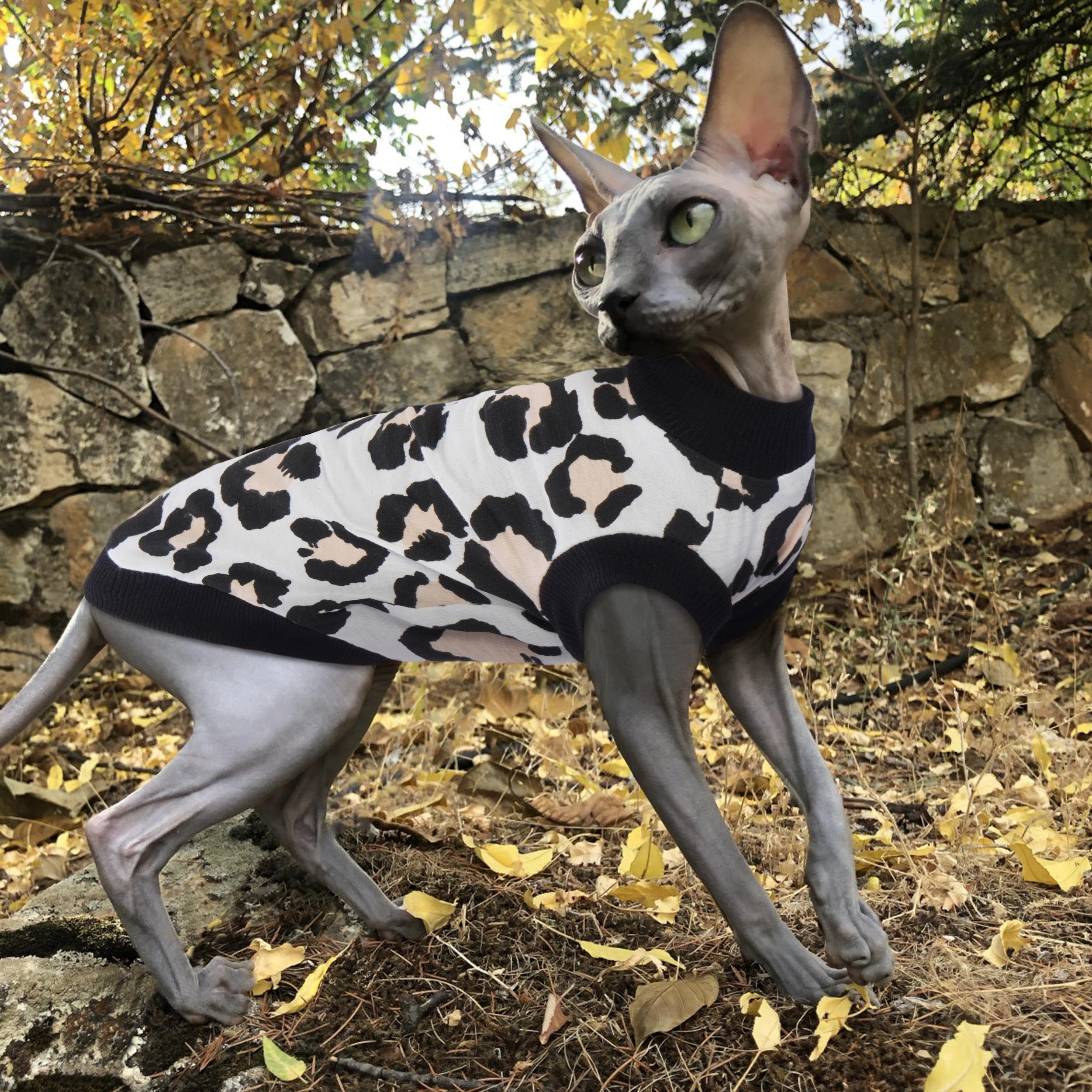 Pumyporeity Sphynx Cat Clothes - Stretchy Sweater, Soft Shirt, Pullover Pajamas, Turtleneck For Sphynx, Cornish Rex, Devon Rex -