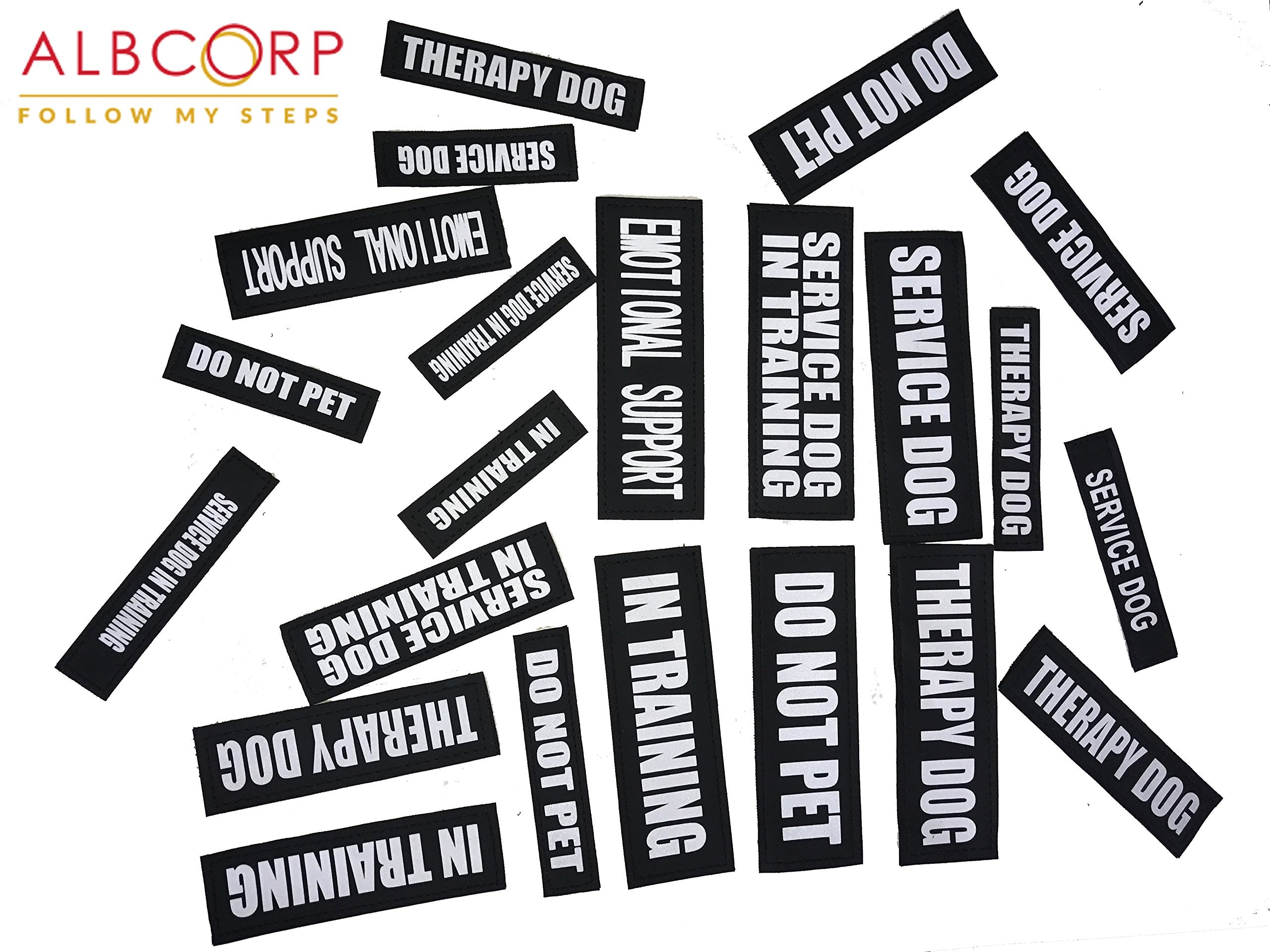 Albcorp Reflective Service Dog In Training Patches With Hook And Loop Backing For Service Animal Vests /Harnesses Xxs Or Extra Small (3.5 X 1) Inch