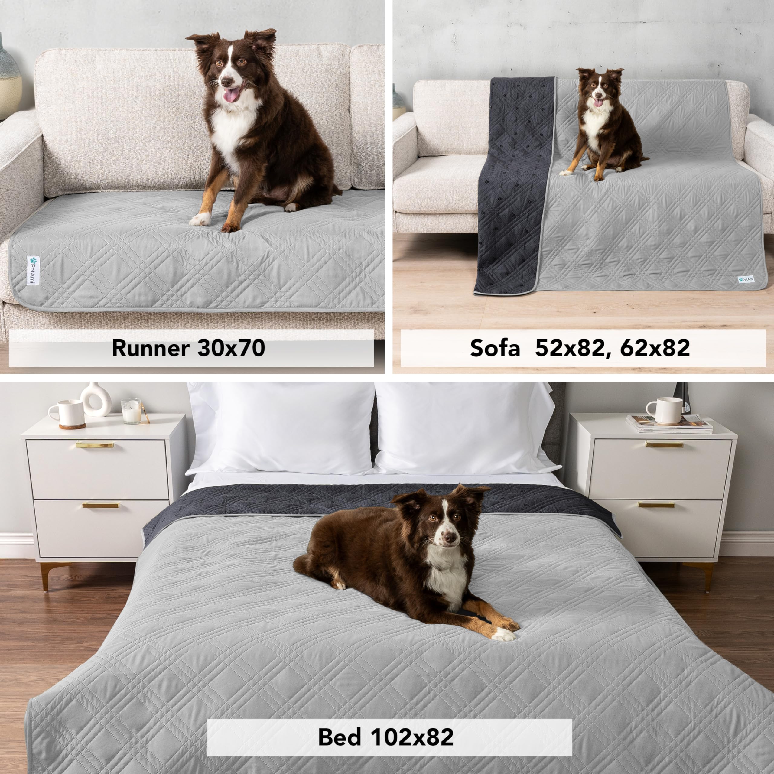 PetAmi Waterproof Bed Cover for Dogs, Pet Blanket Couch Cover, Reversible Furniture Cover Sofa Protector for Pet Cat Bed, Washab