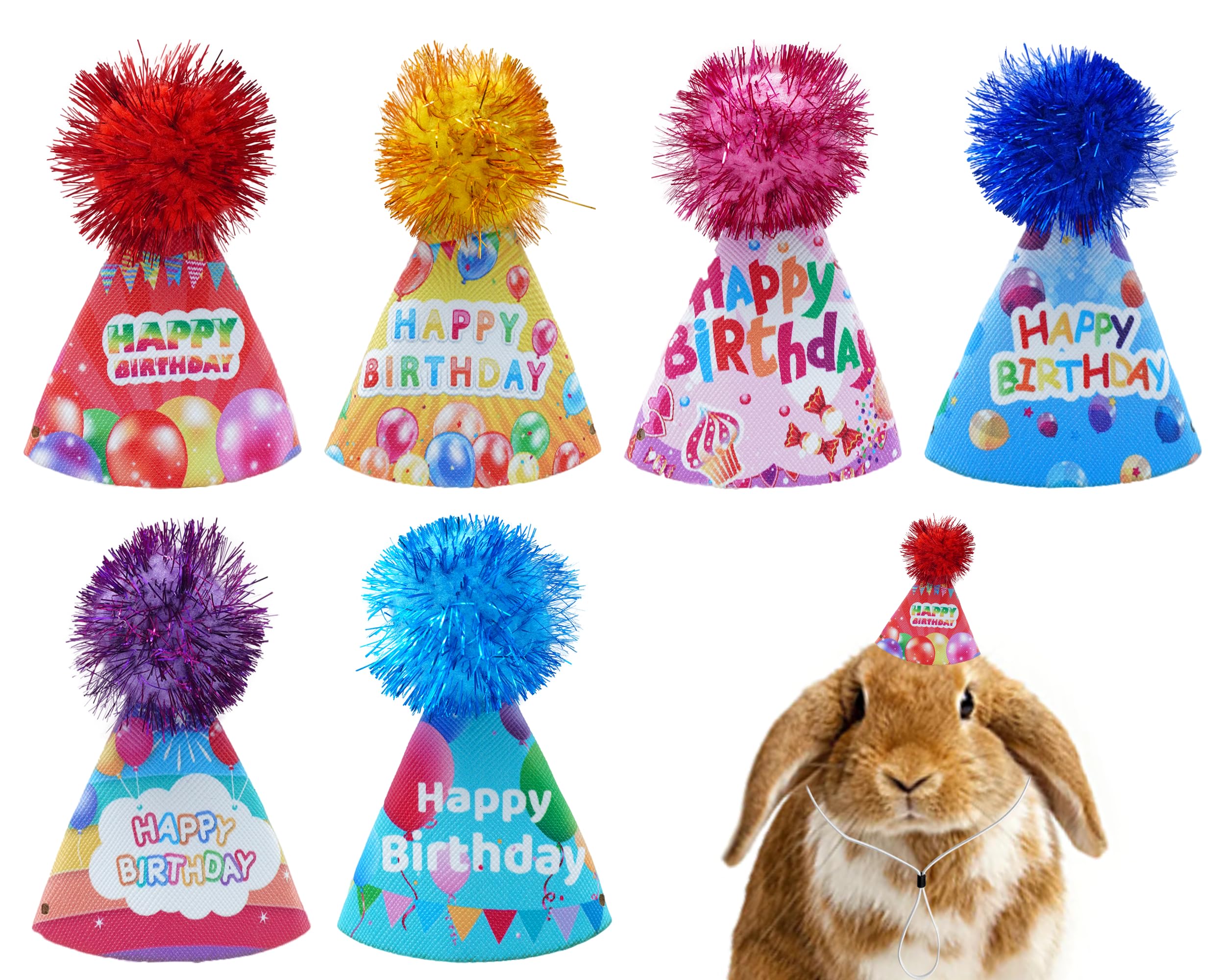 Jpgdn 6Pcs/Pack Mini Dog Happy Birthday Hats Party Hats For Small Puppies Doggie Cats Kittens Rabbit Boy Girl Birthday Costume A