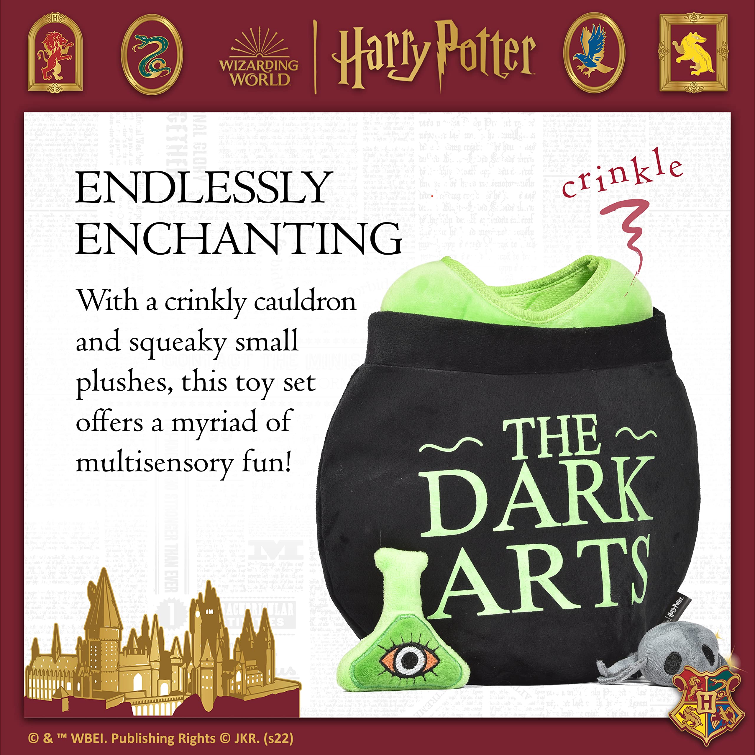 Harry Potter 10'' Dark Arts Potion Burrow Toy Dog Toy Dark Arts Cauldron with Plush Removable Parts Dark Arts Cauldron, Potion,
