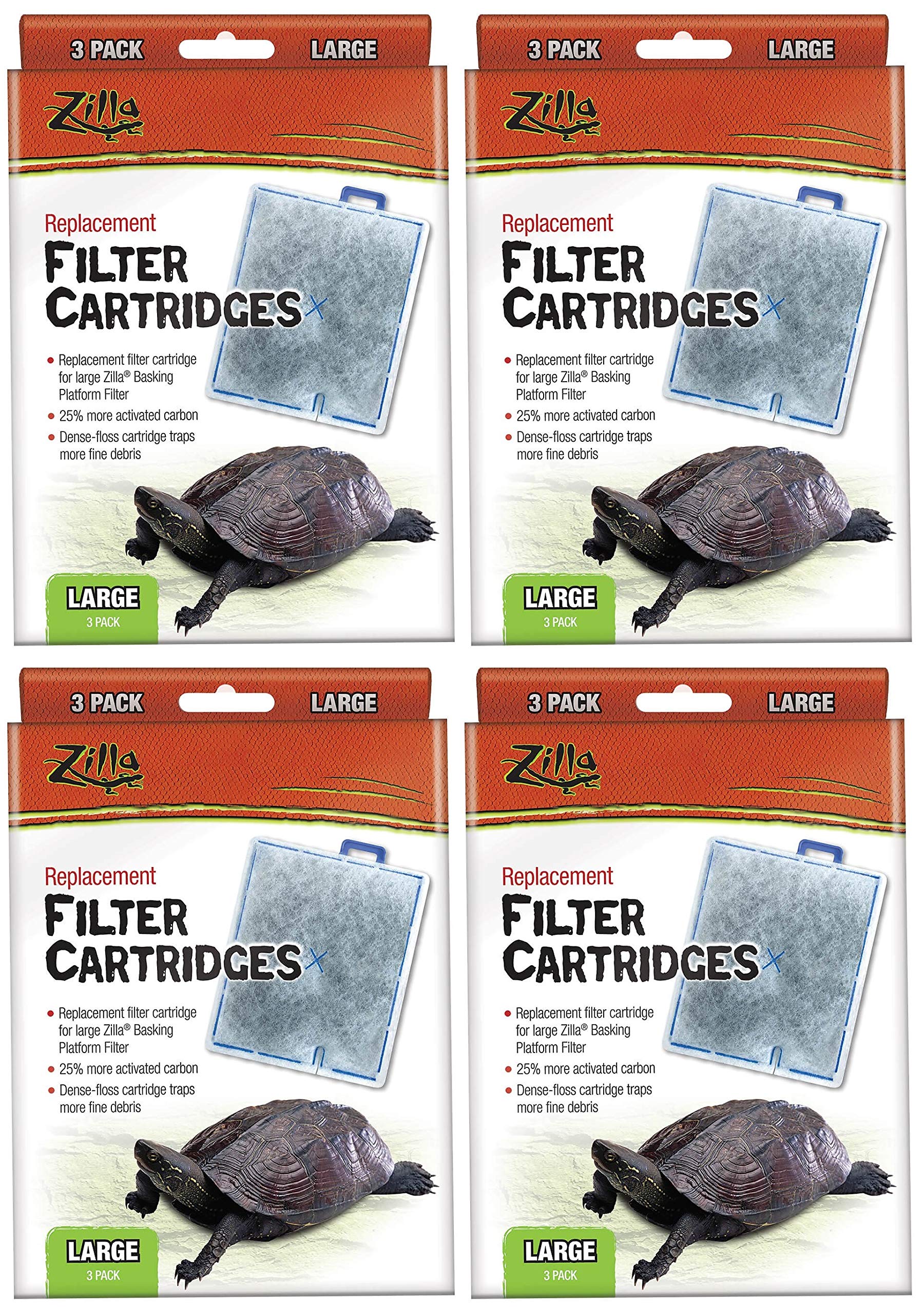 Zilla 12 Pack Of Replacement Filter Cartridges, Large, For Deluxe And Premium Aquatic Turtle Kits