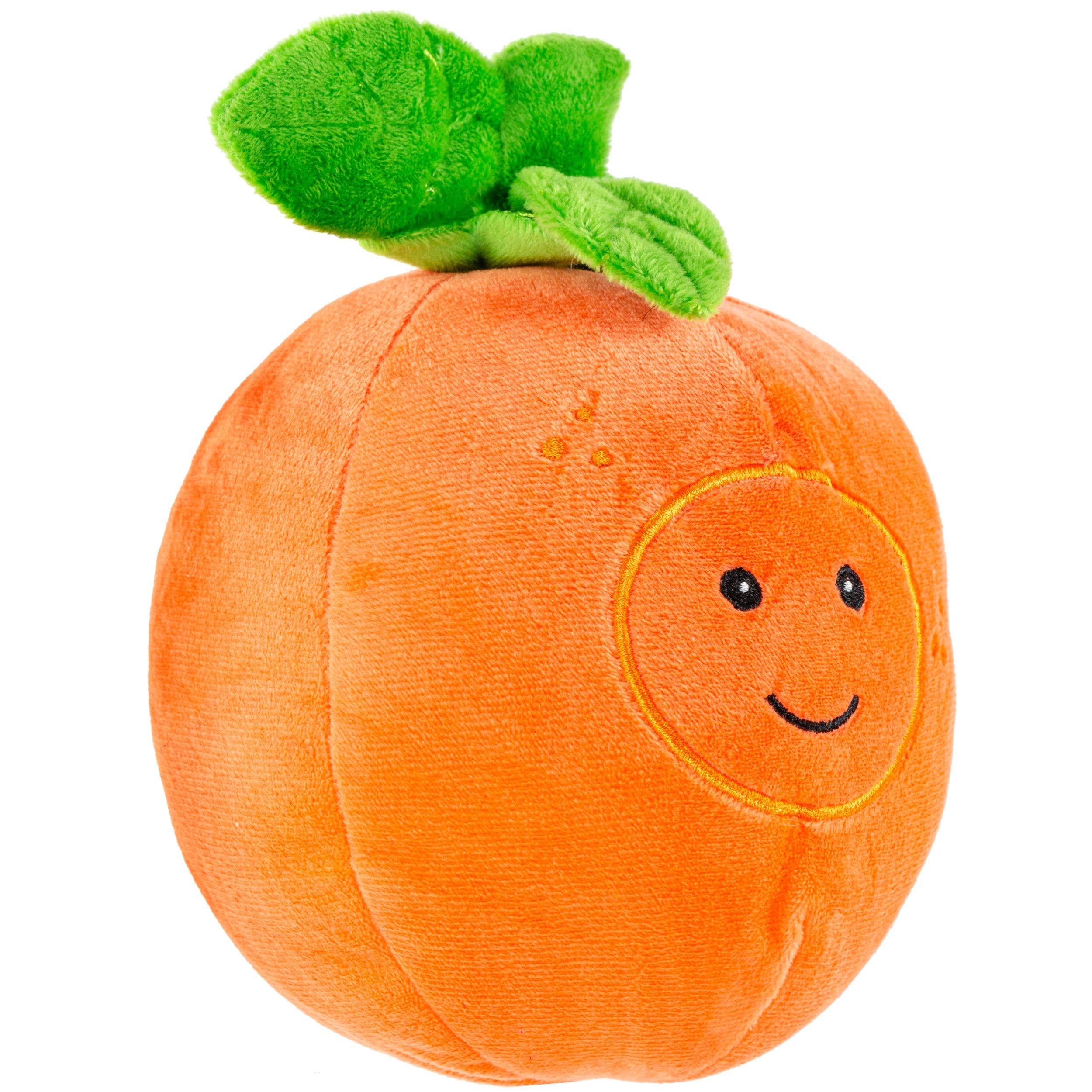Giftable World Pet Plush Pet Toy Fruits, Cupcakes, Ice Creams, Mug With Squeaker Dog Chew Toy (6'' Tangy Orange)