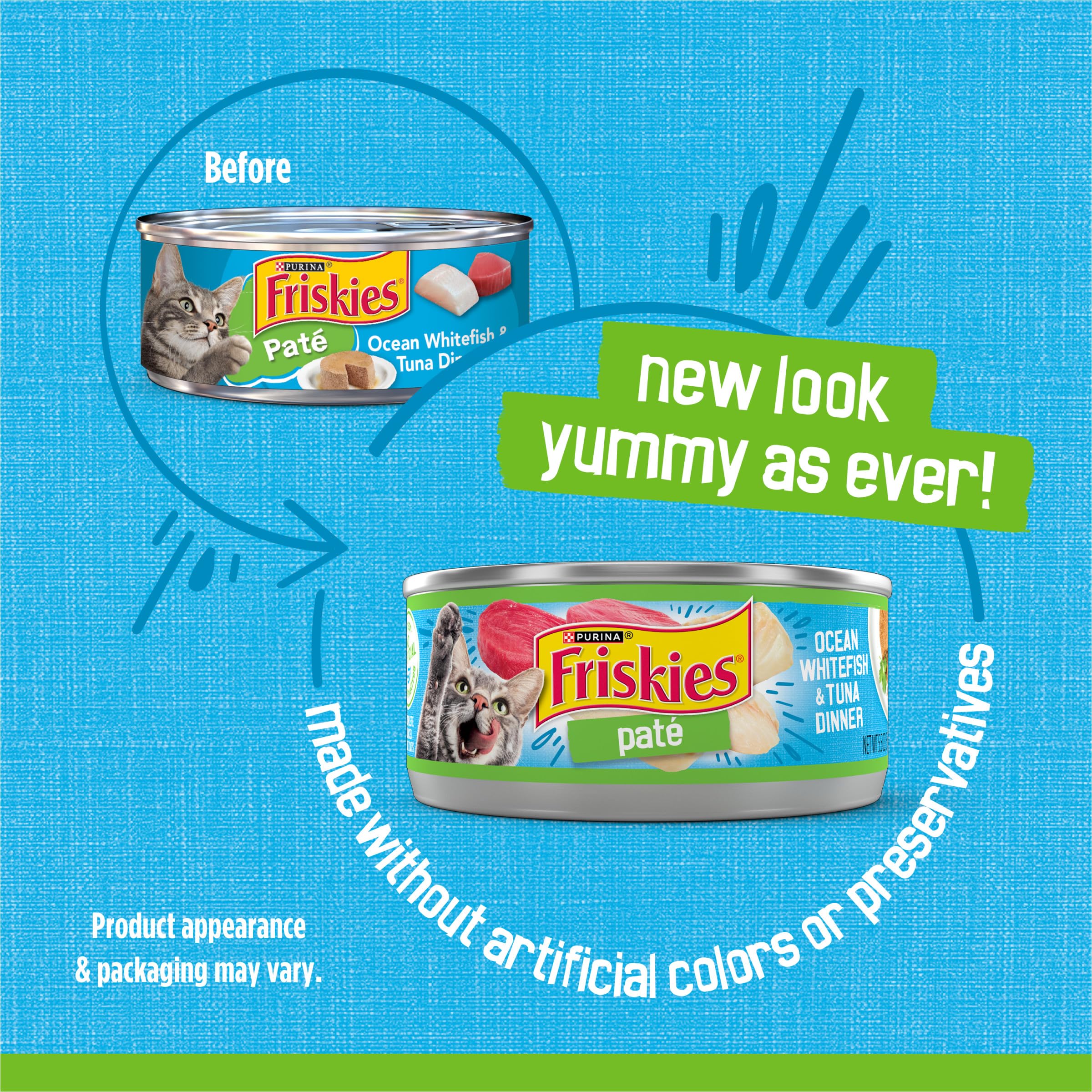 Purina Friskies Pate Wet Cat Food, Ocean Whitefish & Tuna Dinner - (24) 5.5 oz. Cans