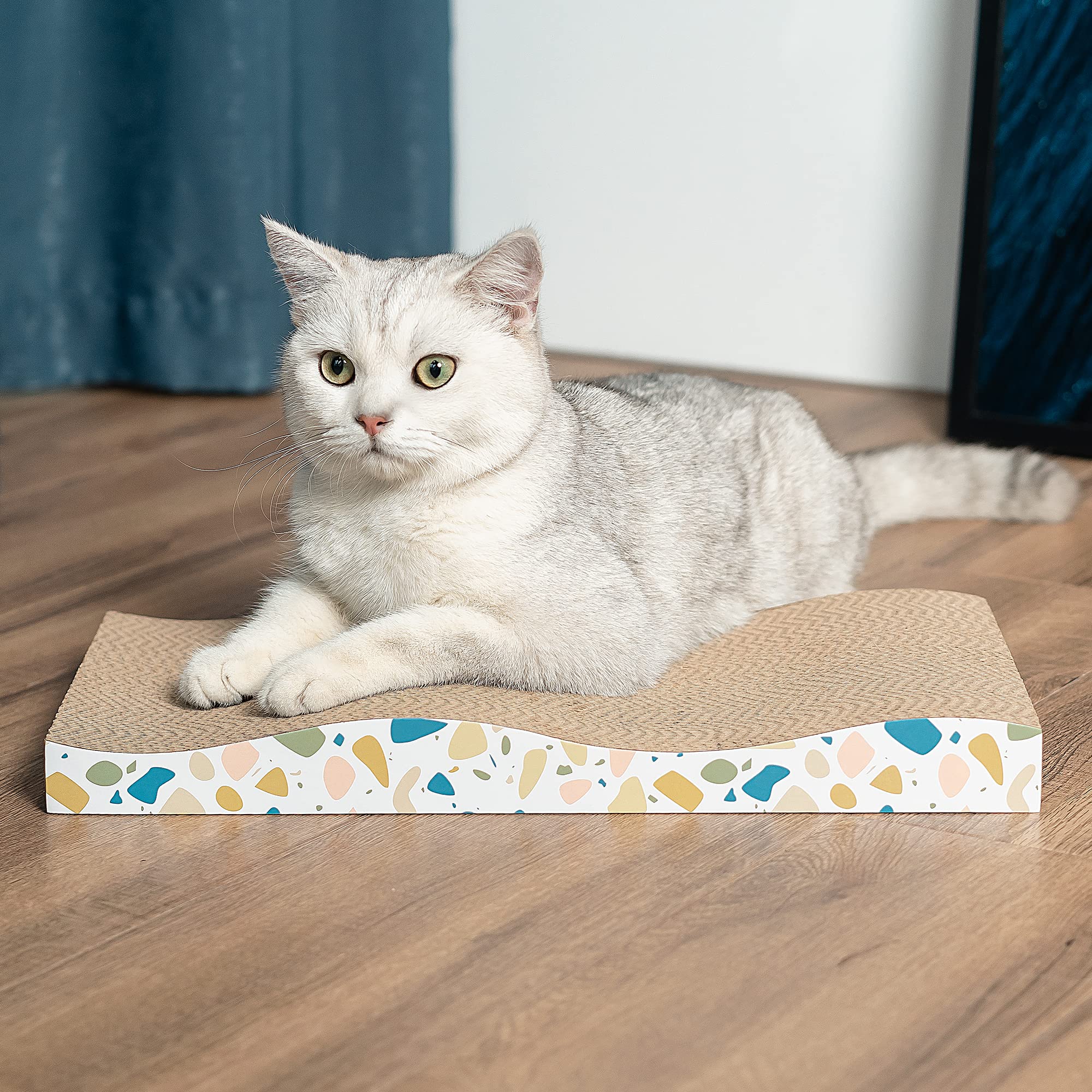 Conlun Cat Scratcher Cardboard Cat Scratch Pad With Premium Scratch Textures Design Durable Cat Scratching Pad Reversible Half Wave 16.5L X 8.6W X 1.6H