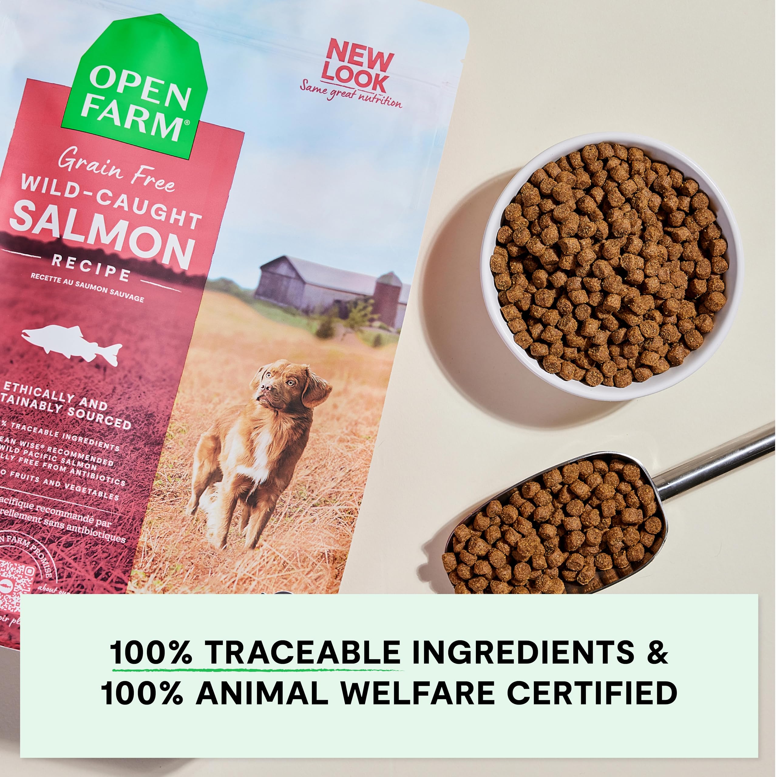 Open Farm Wild-Caught Salmon Grain-Free Dry Dog Food, Fresh Pacific Salmon Recipe with Non-GMO Superfoods and No Artificial Flav