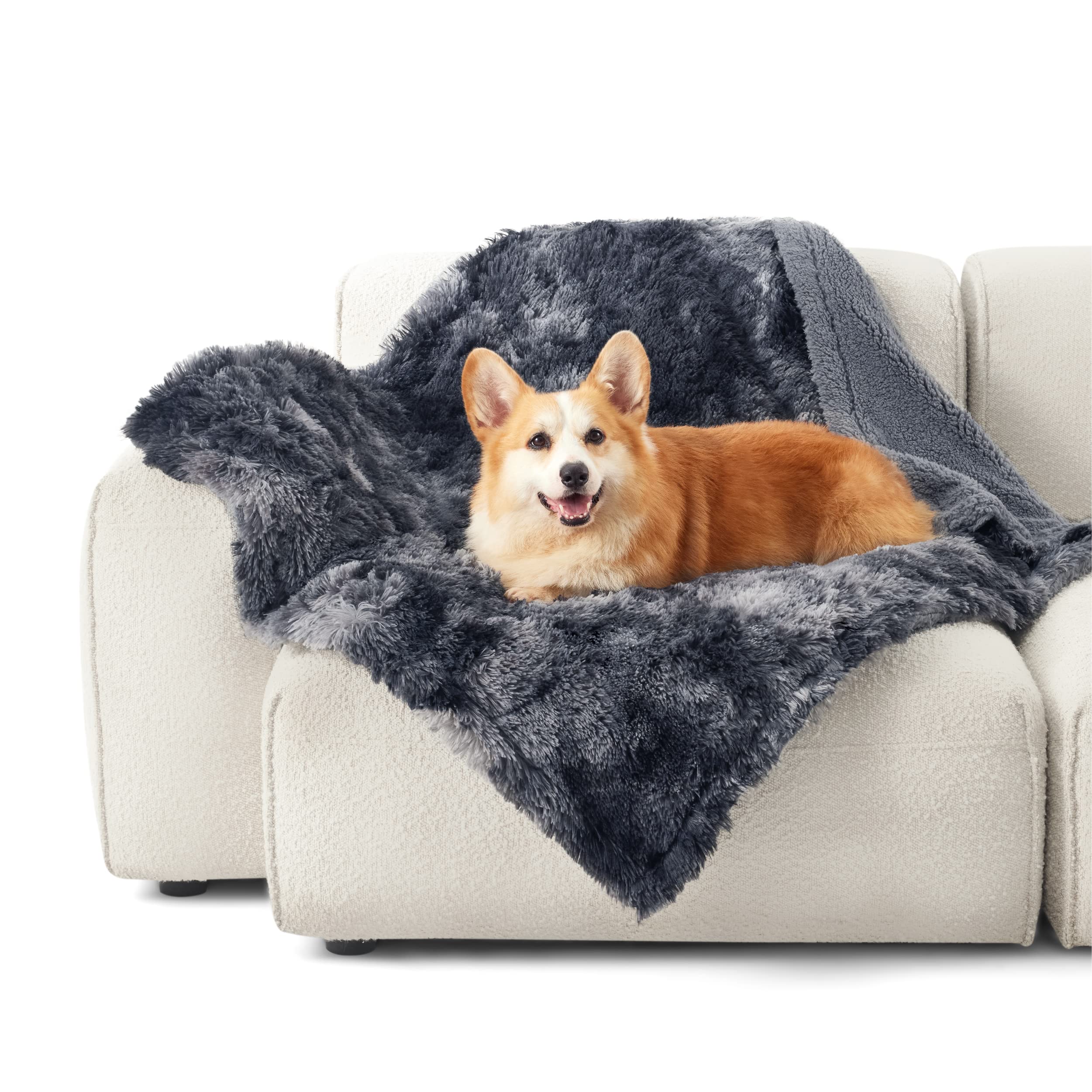 Bedsure Waterproof Dog Blankets For Medium Dogs Washable - Cat Blanket For Couch Protector Long Faux Fur, Calming Soft Reversibl