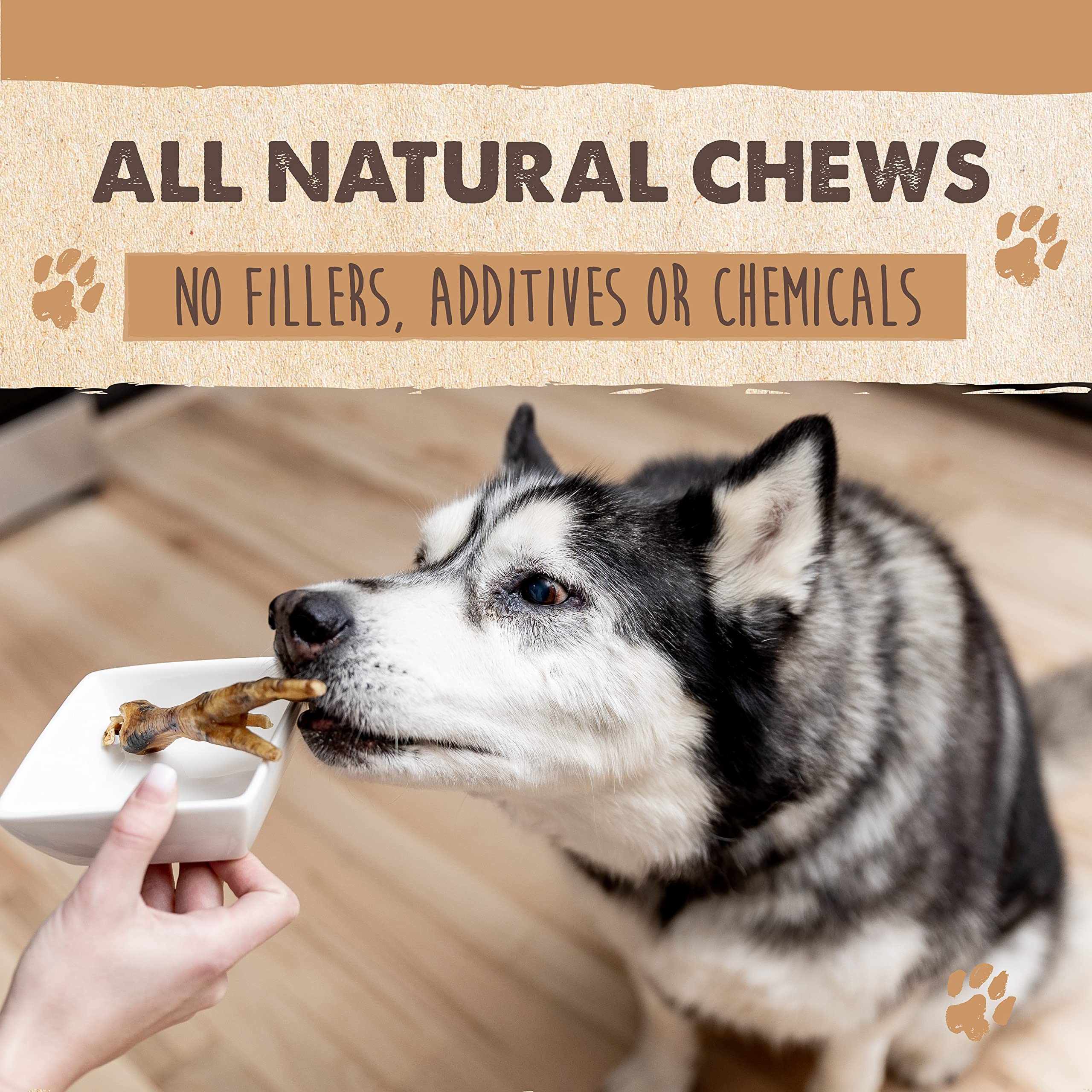 Mighty Paw Naturals Chicken Feet Dog Treats (30 Pack) | 100% Natural Dehydrated Chicken Feet for Dogs. Dried Chicken Feet for Do