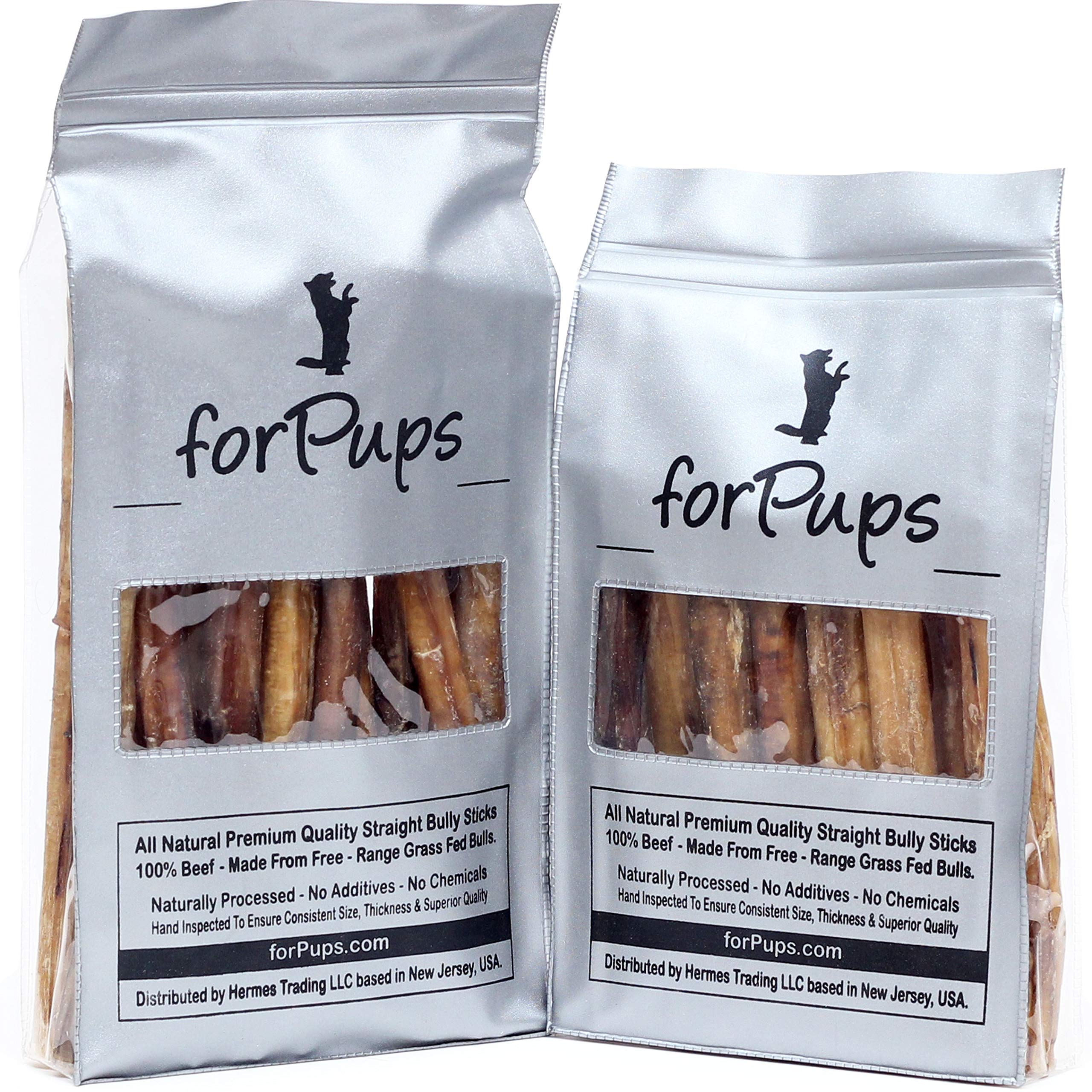 forPups THICK 2 POUNDS of (10   -12   ) Bully Sticks for LARGE & MEDIUM Dogs, for AGGRESSIVE Chewer (32 oz) Natural, Fully Organ