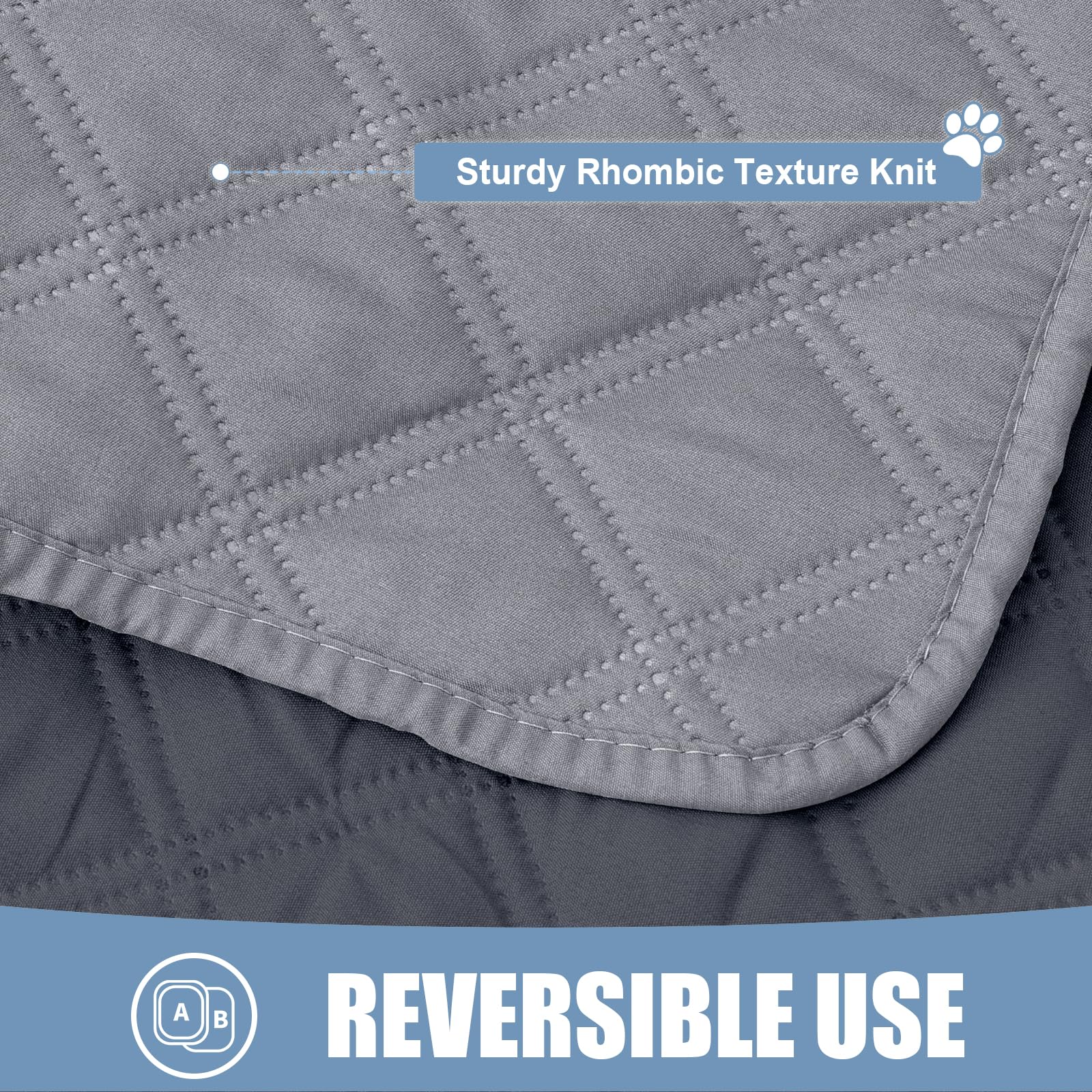 Smiry Waterproof Dog Blanket, Reversible Microfiber Pet Cover, 30"x70", Grey/Dark Grey, Washable Furniture Protector for Dogs and Cats