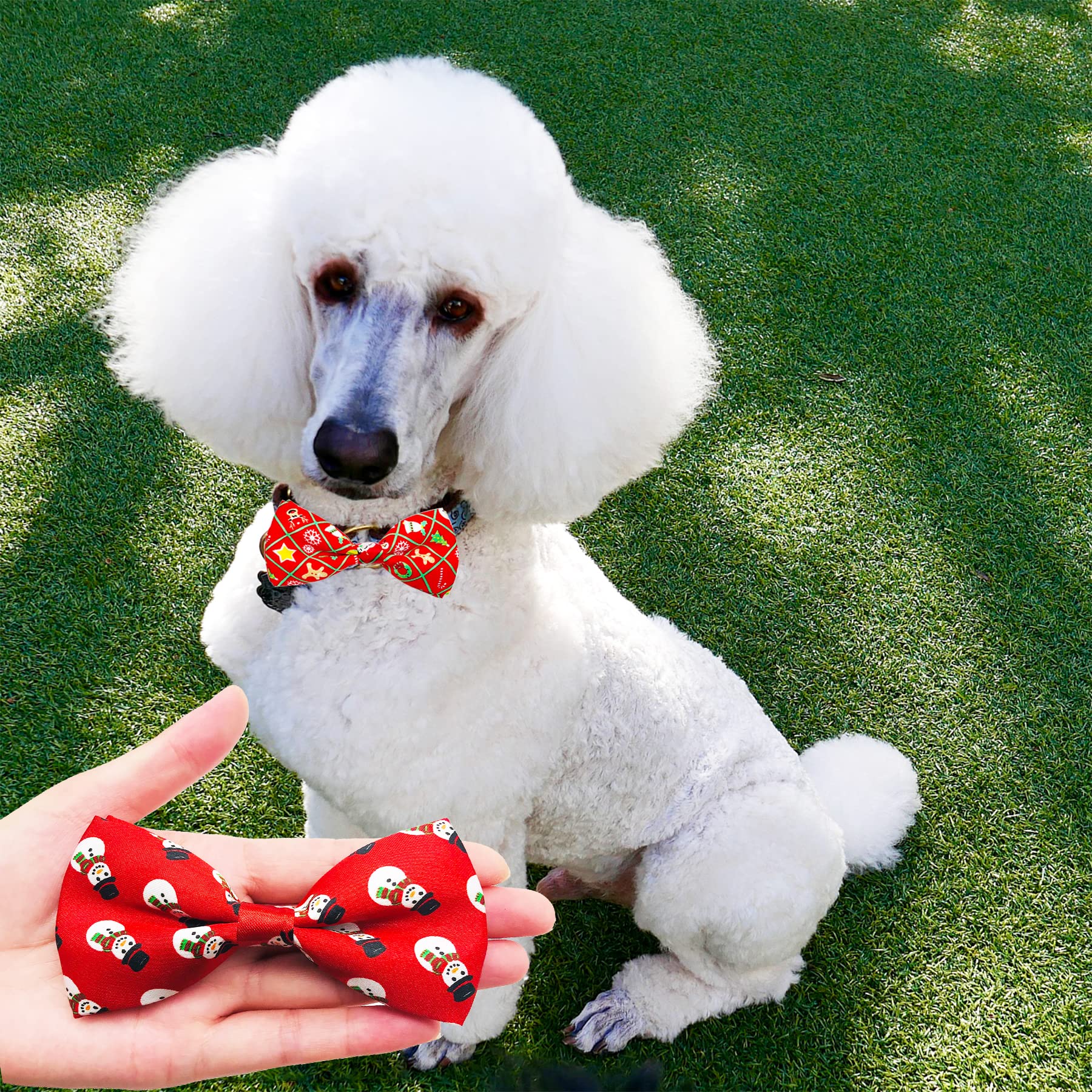 PET SHOW 10pcs/Pack 4.5 * 2.5 Christmas Large Dogs Collar Attachment Bow Ties Xmas Parties Medium Dog Cats Collar Charms Accesso
