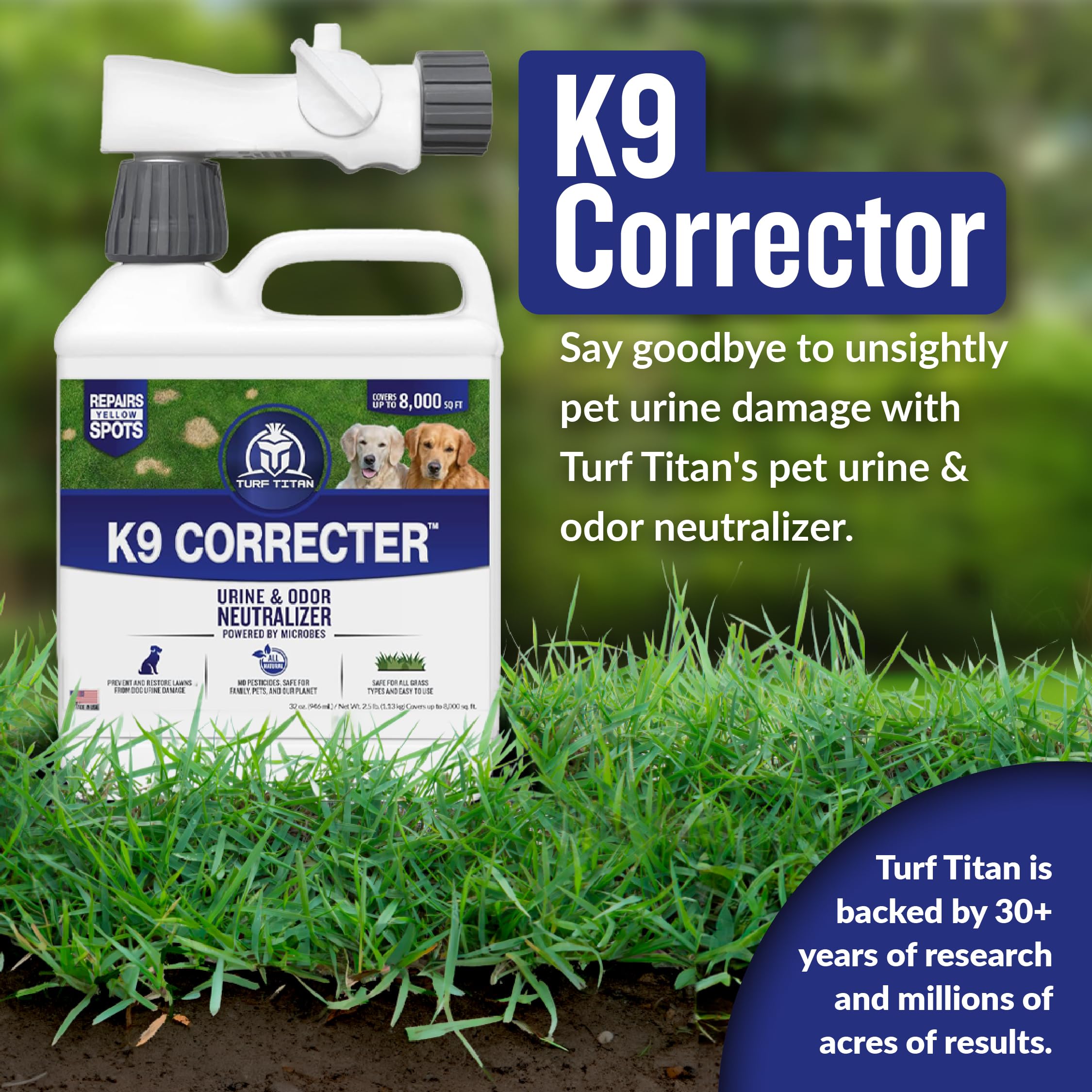 Turf Titan K9 Correcter Dog Urine Neutralizer for Lawn, 1 Gallon ? Revive Lawn & Repair Urine Stains