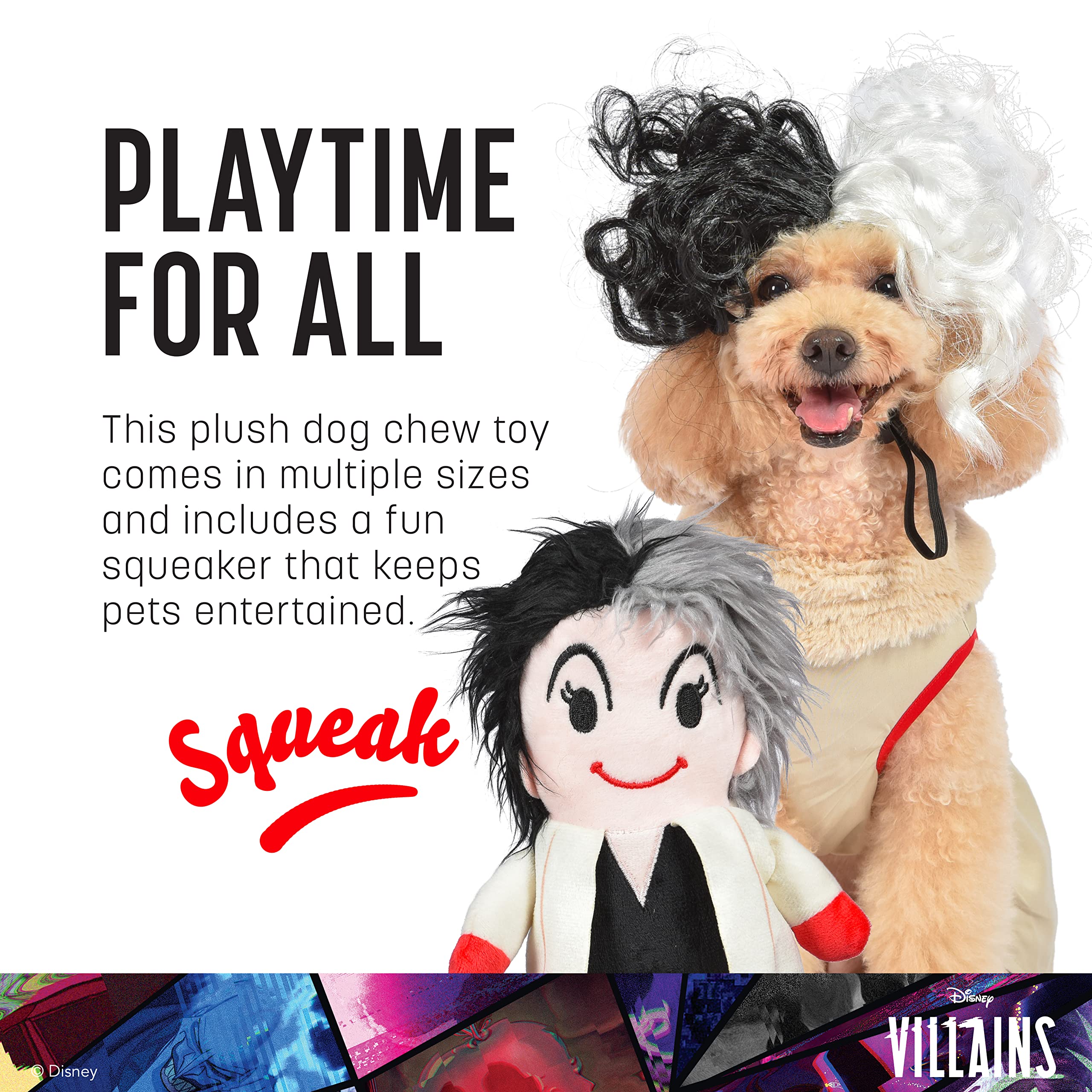 Disney For Pets Villains Cruella 9'' Plush Toy For Dogs | Cruella Plush Dog Toy | Disney Movie Toys For All Dogs, Officially Lic