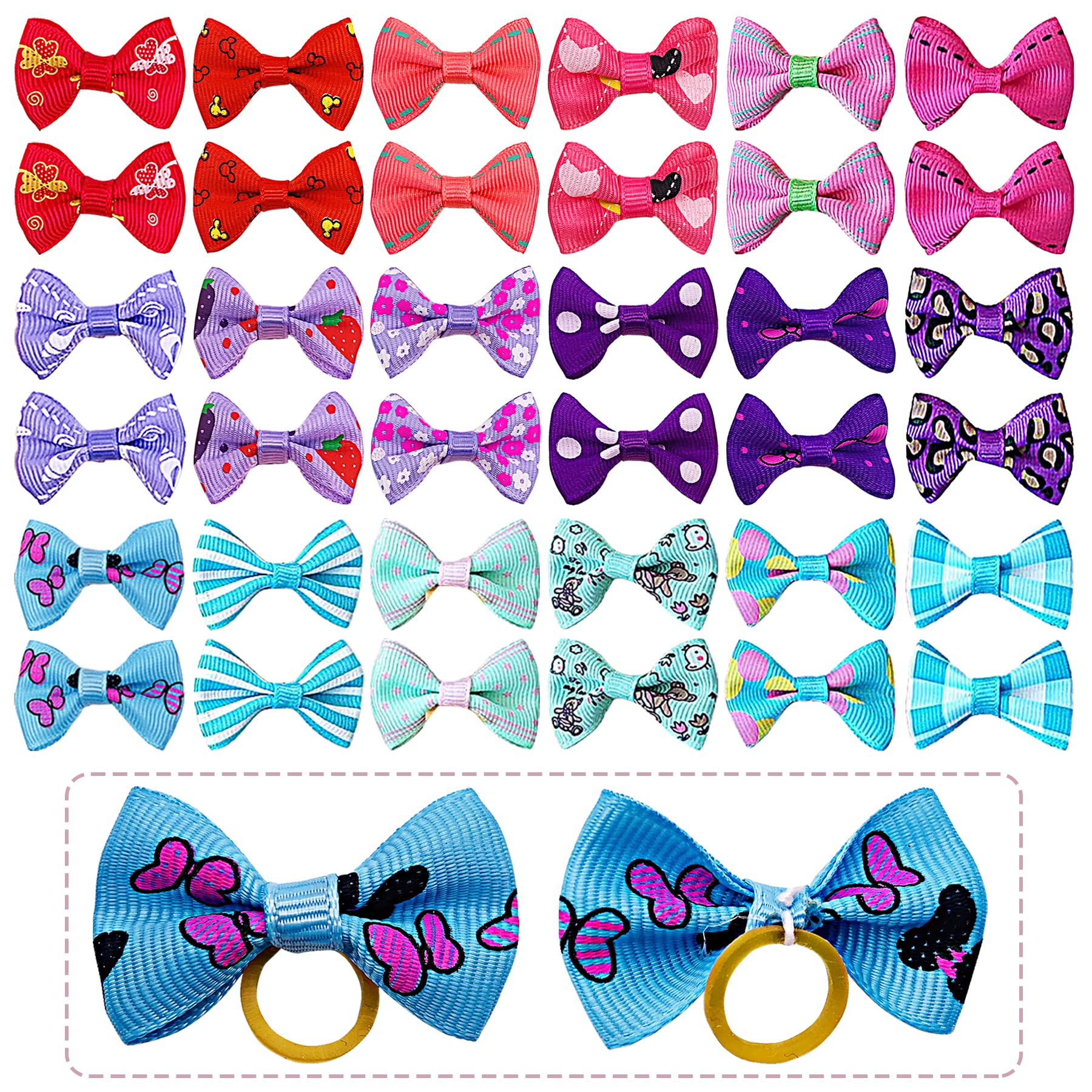 Pet Show Pet Dog Hair Bows With Rubber Bands Cat Puppy Grooming Hair Accessories Pack Of 50