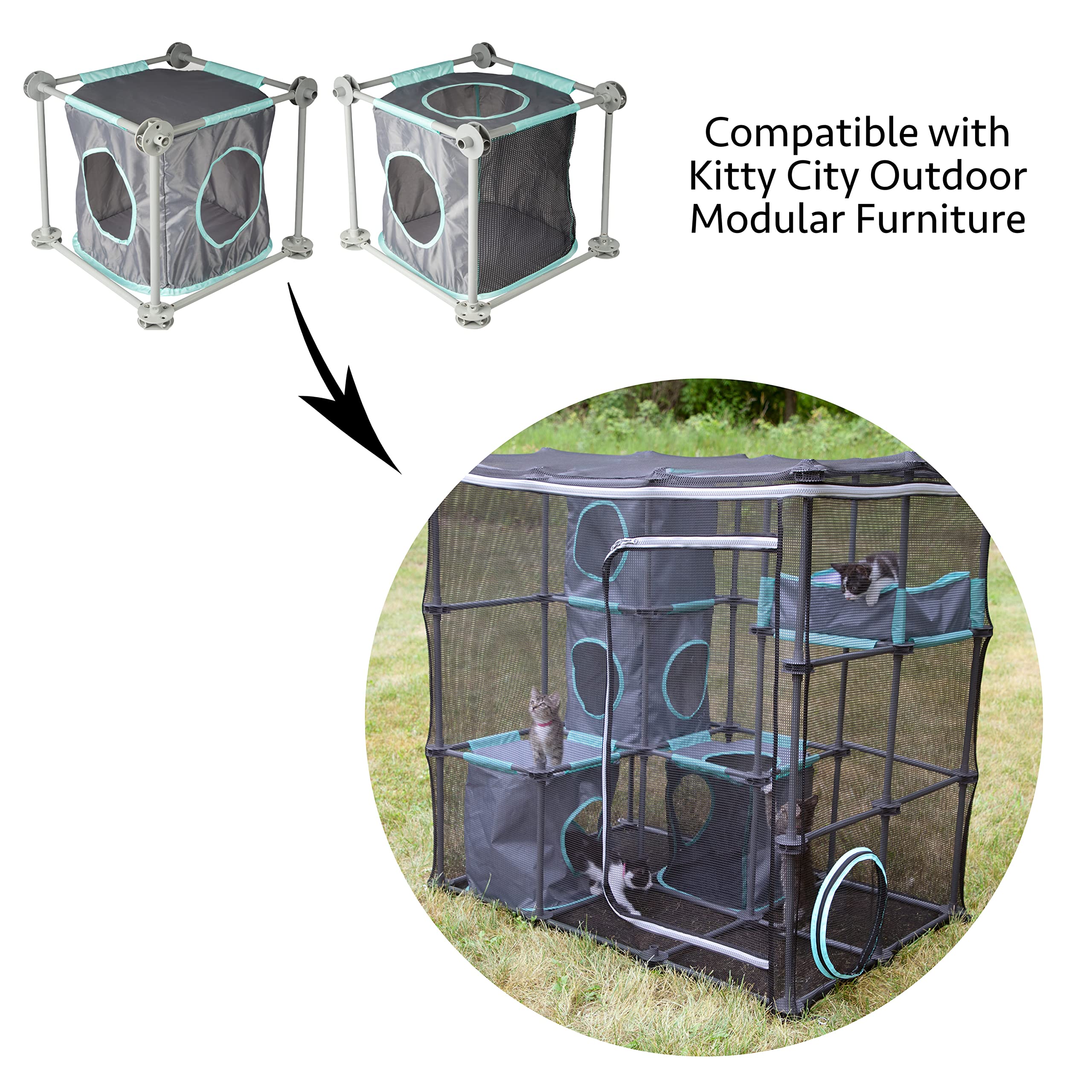 Kitty City Outdoor Catio Furniture Play Kit for Cats - Polyester Cube House, Model 23C-HA018