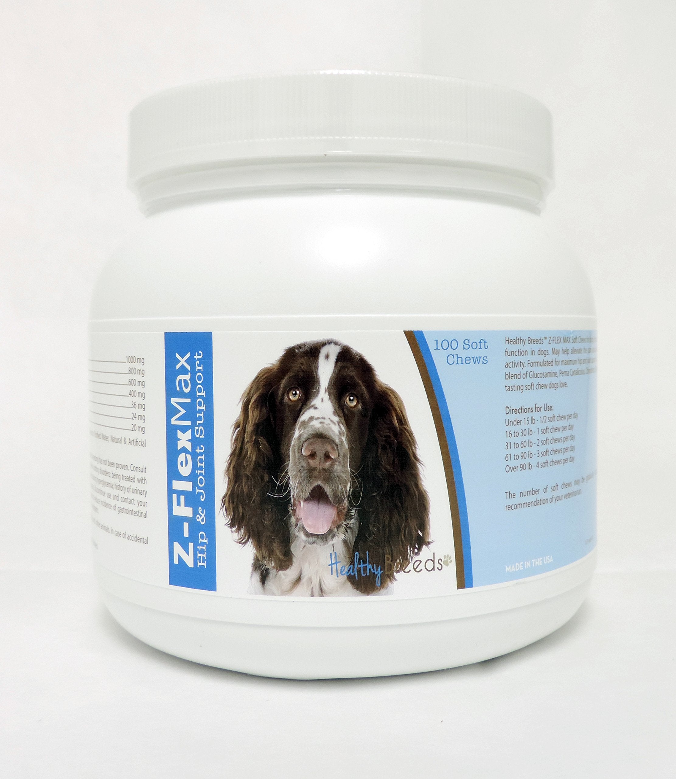 Healthy Breeds English Springer Spaniel Z-Flex Max + Glucosamine + Chondroitin + Omegas - Hip & Joint Support for Improved Mobil