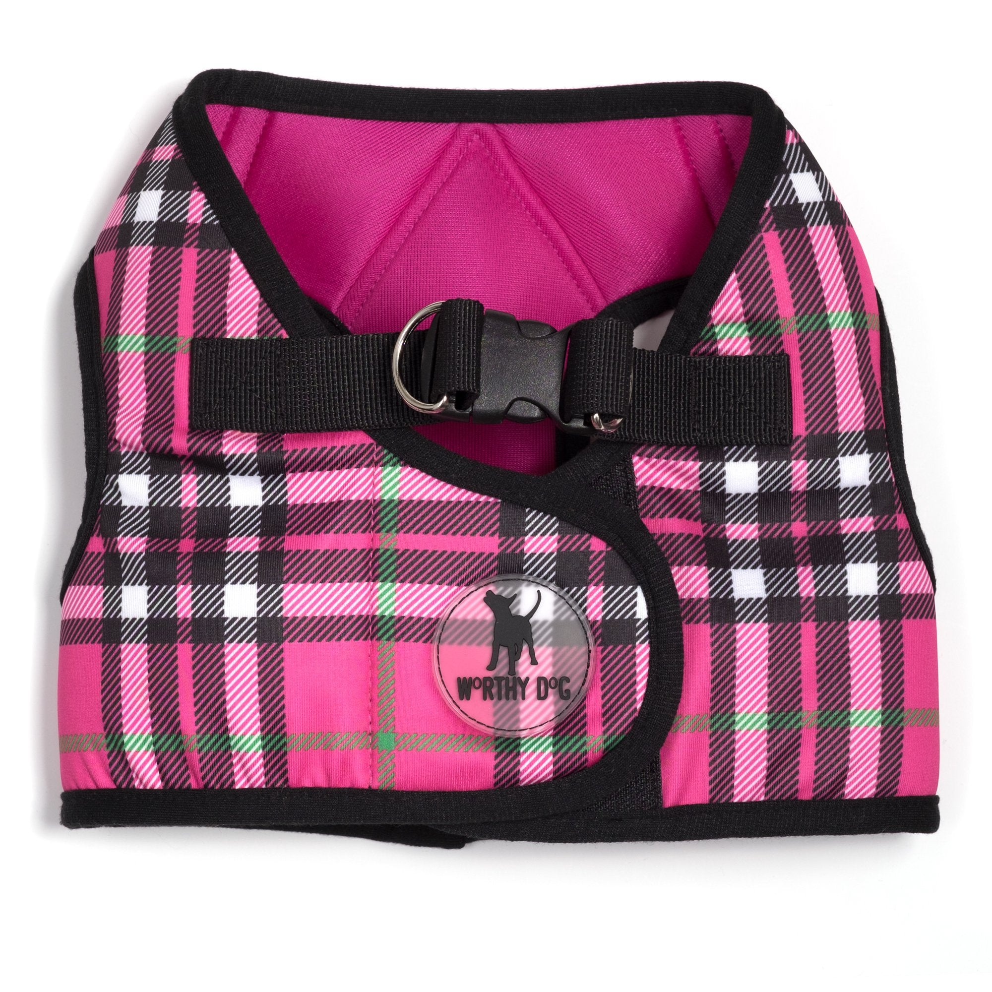 The Worthy Dog Printed Sidekick Plaid Pattern Harness with Padded Mesh hook and loop Adjustable, Outdoor, Easy Walk Vest for Dog