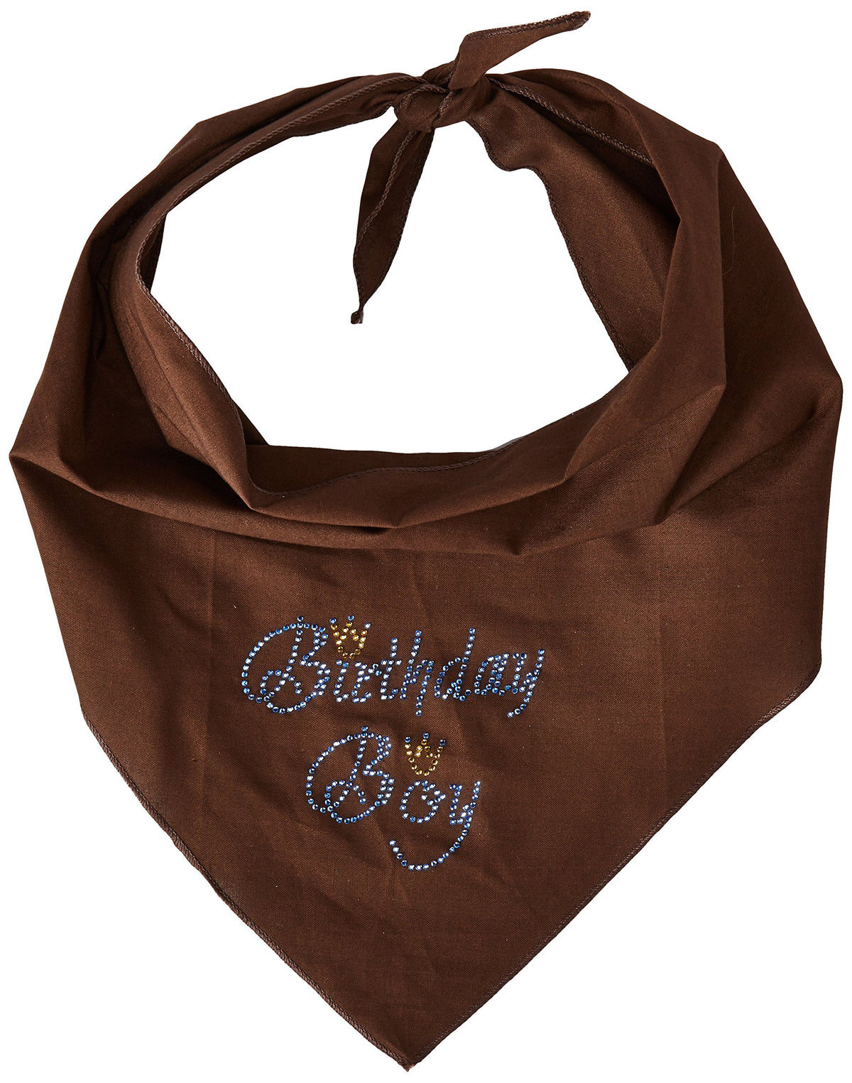 Pet and Dog Bandana Rhinestone, &quot;Birthday Boy&quot; Cocoa Large