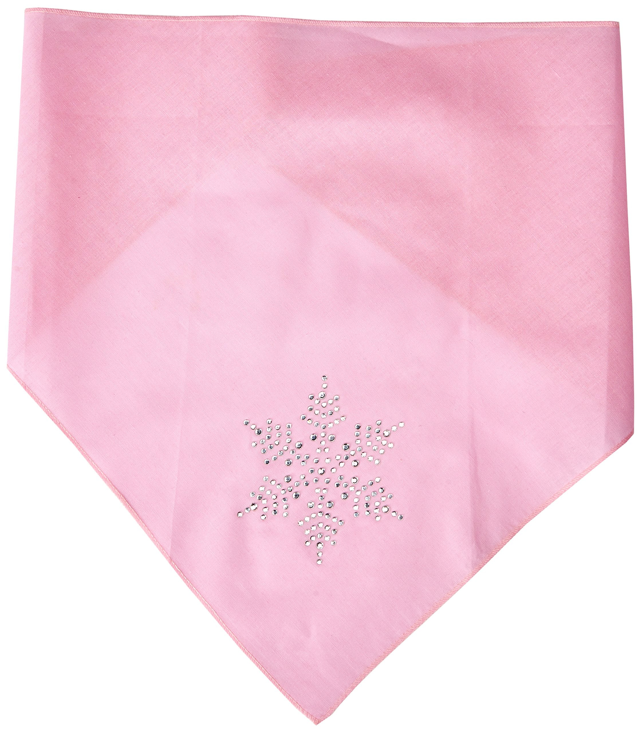 Christmas Pet and Dog Bandana Rhinestone, "Snowflake" Light Pink Large