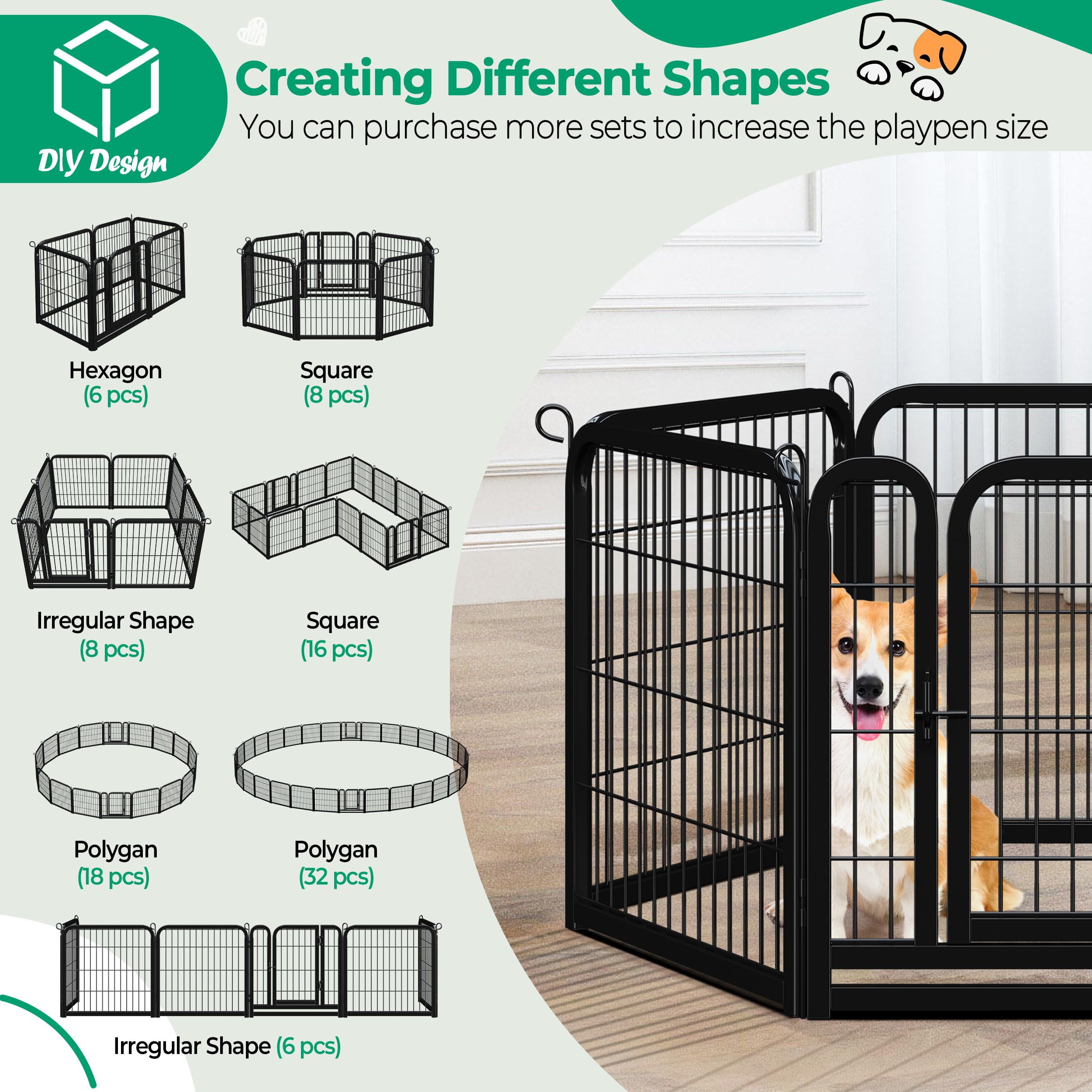 Yaheetech Dog Playpen Outdoor 24 Inch 12 Panels Indoor Dog Fence Metal Dog Pen Heavy Duty Pet Puppy Exercise Pen For Rv Camping