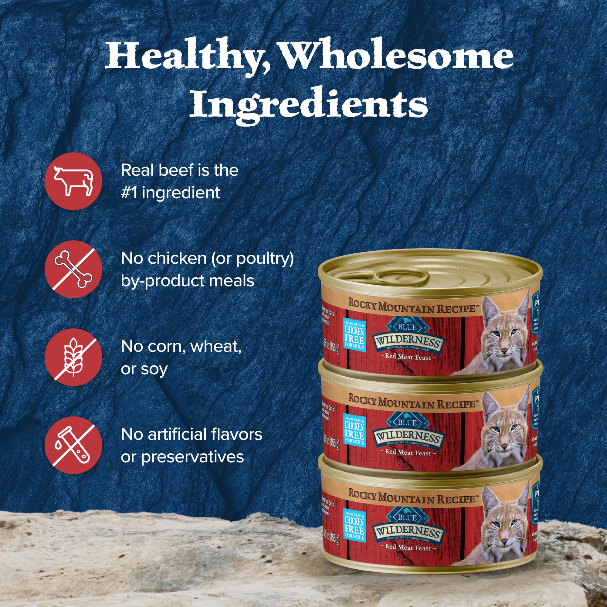 Blue Buffalo Wilderness Rocky Mountain Recipe Adult Wet Cat Food Pat  , Chicken-Free & Grain-Free Recipe, Made with Natural Ingr