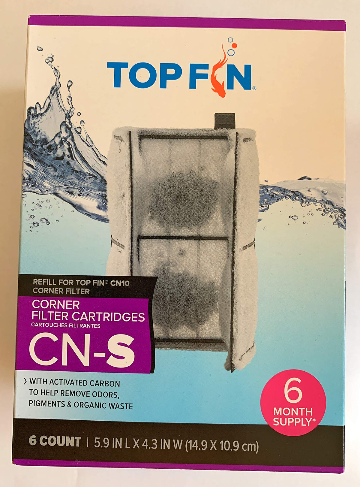Top Fin Cn-S Refill For Cn10 Corner Filter 6 Count
