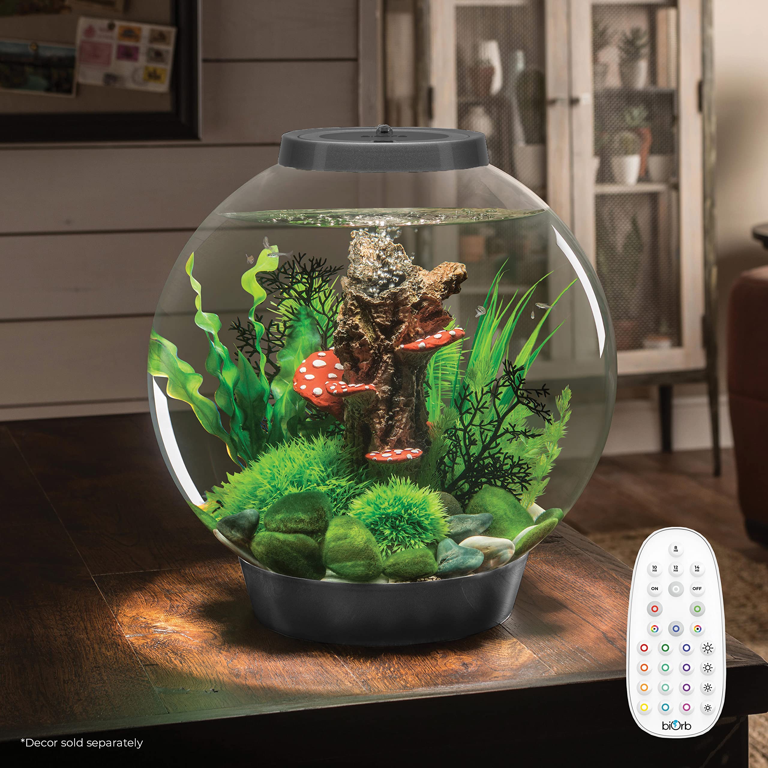 Biorb Classic 30 Acrylic 8-Gallon Aquarium With Multi-Color Remote-Controlled Led Lights Modern Tank For Tabletop Display, Silver