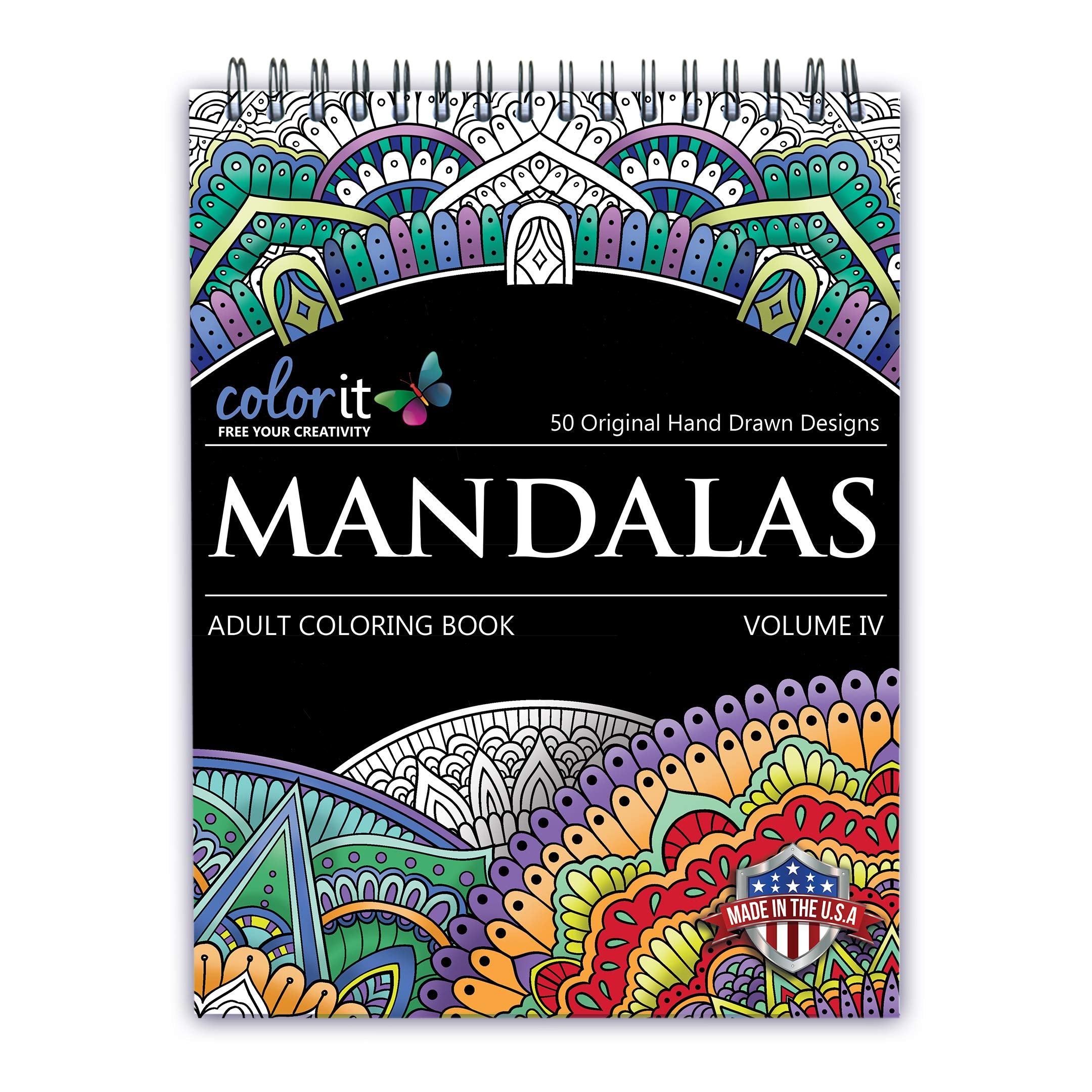 Colorit Mandalas To Color Volume Iv Coloring Book For Adults Relaxation, 50 Single-Sided Designs, Thick Smooth Paper, Spiral Bin