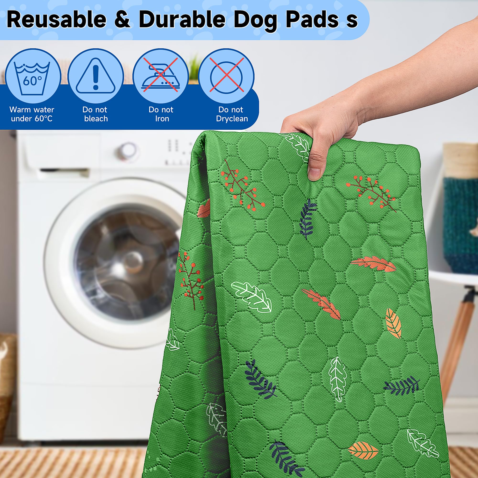 Sunheir Washable Pee Pads For Dogs Extra Large 48'' X 60'' 2-Pack, Reusable Puppy Pads Pet Training Pads For Dog Playpen Indoor,
