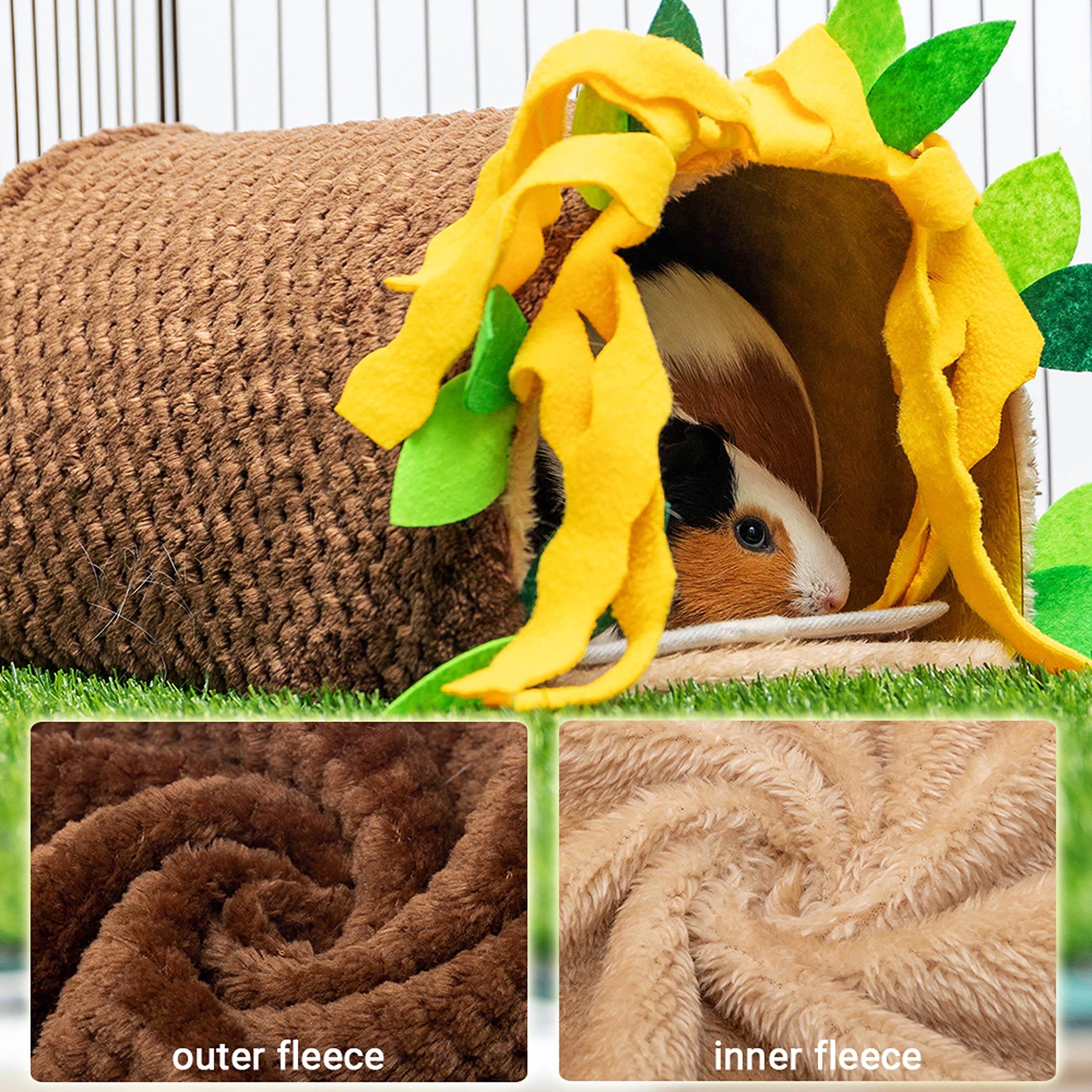 Guinea Pig Hideout - Fleece Tunnel House Cage Accessories For Rat Hamster Hedgehog Chinchilla Small Animal - Playing Sleeping Hu