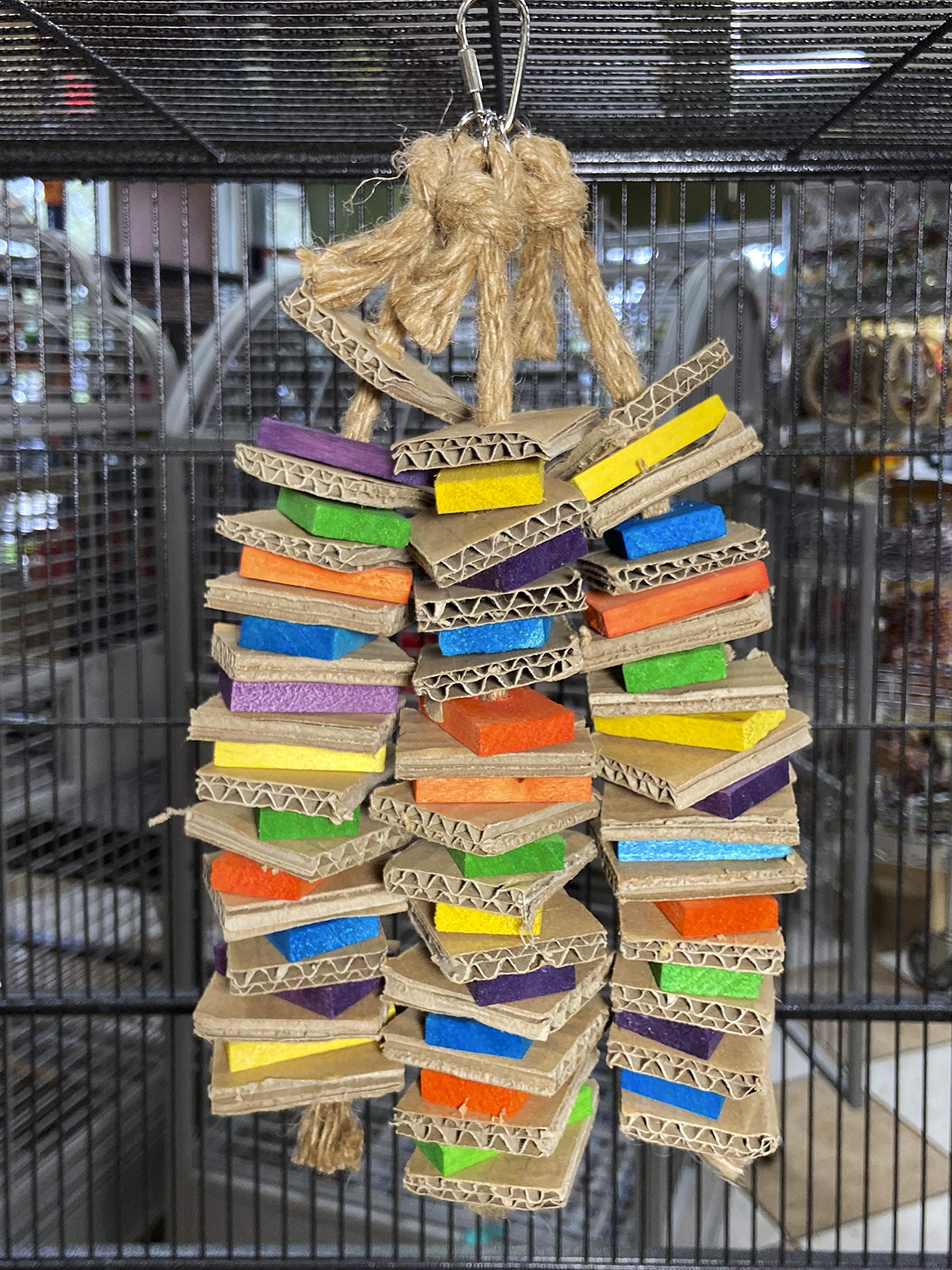 Birds Love Chew-Tastic Triple Tower Of Shredded Fun Medium Bird Toy For African Grey Conures Sun Conures Caiques Senegals Small Cockatoos Quakers And Similar Small To Medium Sized Birds