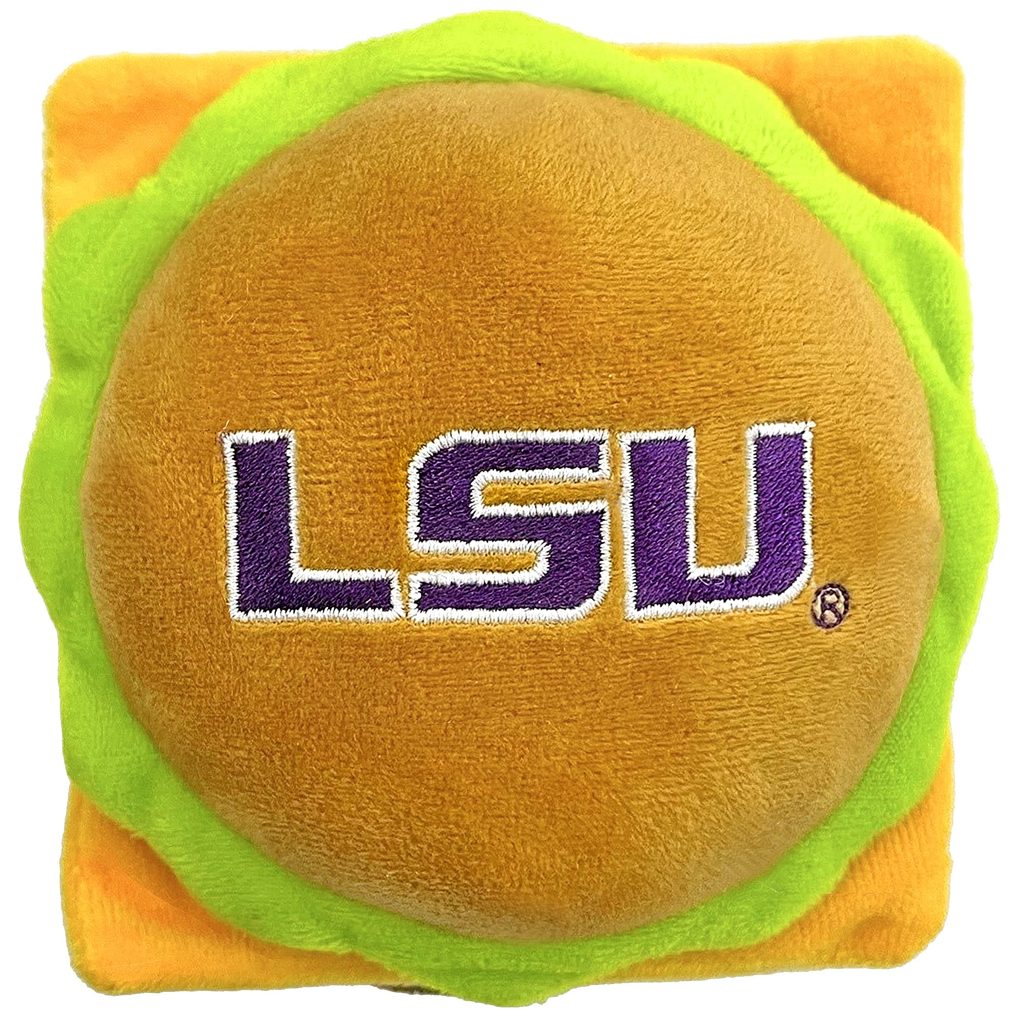 Pets First Ncaa Lsu Tigers Cheeseburger Plush Dog & Cat Squeak Toy- Cutest Stadium Hamburger Snack Plush Toy For Dogs & Cats Wit
