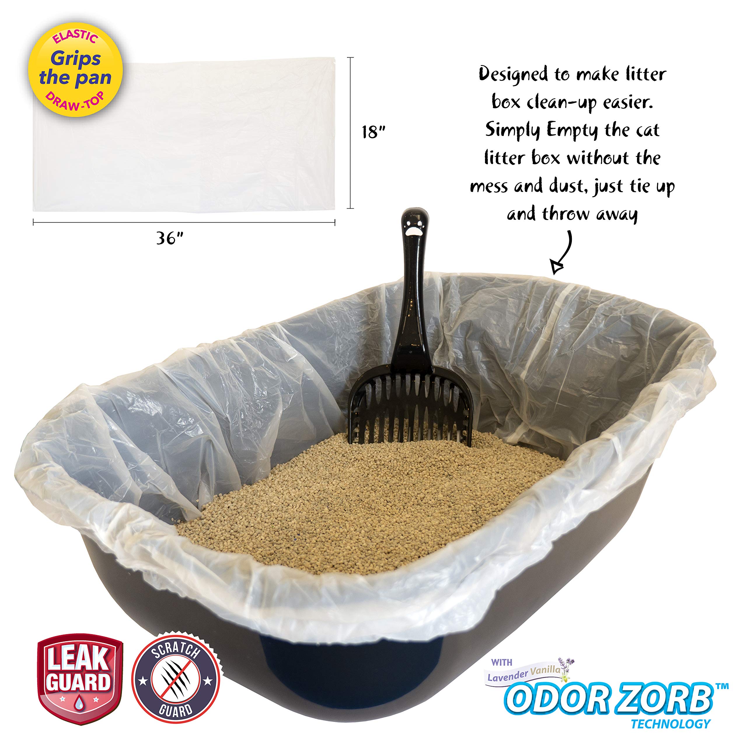 10 Count Fresh Kitty Litter Box Liners Durable, Easy Clean Up Elastic Jumbo Scented Odor Zorb Litter Pan Box Liners, Bags For Pet Cats