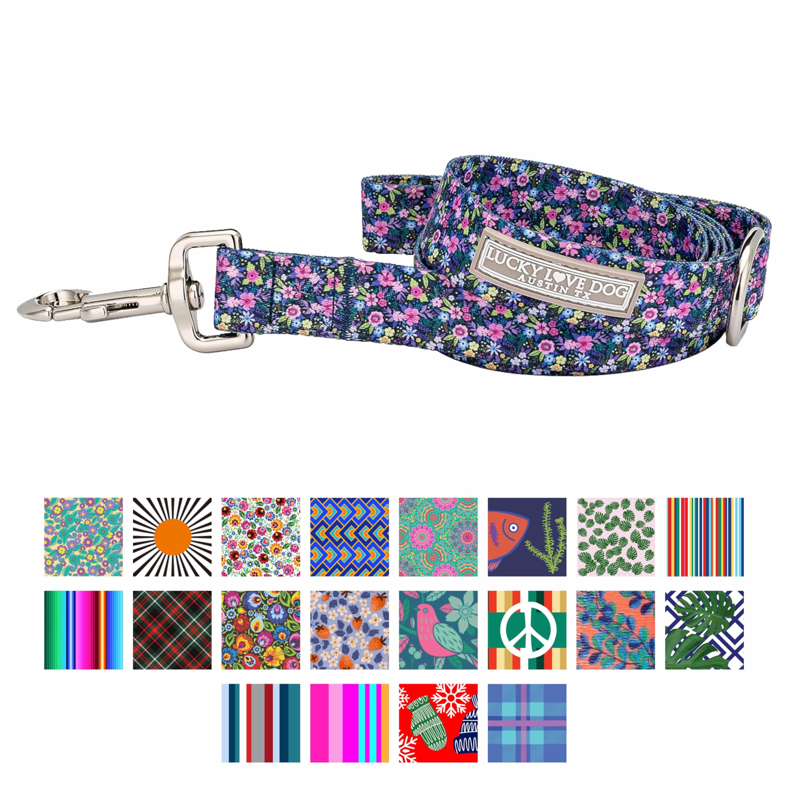 Lucky Love Dog Leash, Beautiful Vivid Patterns, Durable & Long Lasting (Primrose, Small)