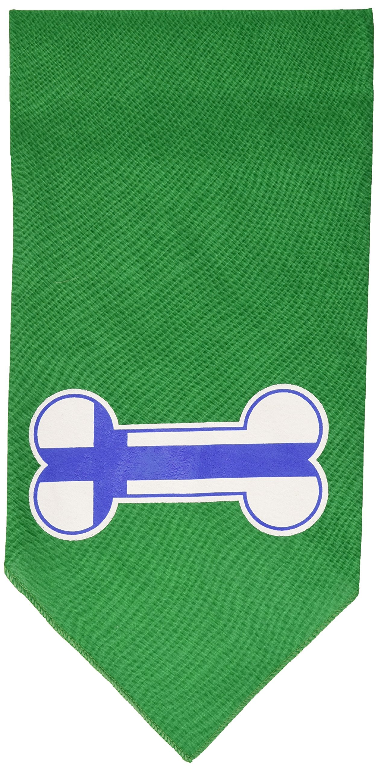 Pet and Dog Bandana Screen Printed, &quot;Bone Flag Finland&quot; Emerald Green Large