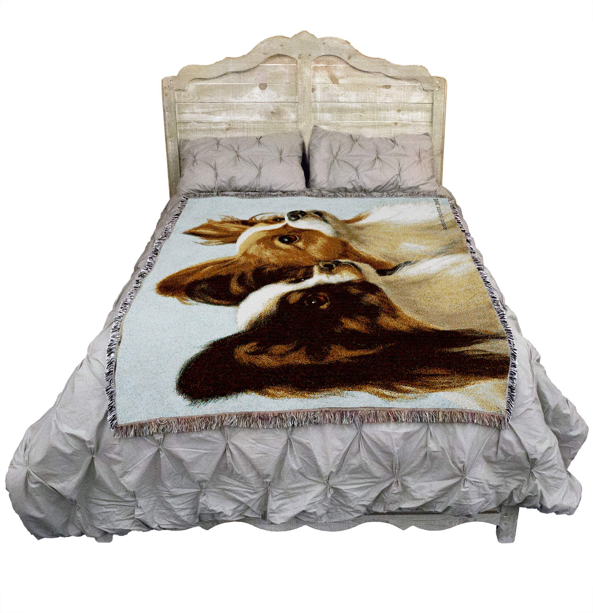 Pure Country Weavers Papillion Blanket by Bob Christie - Gift for Dog Lovers - Tapestry Throw Woven from Cotton - Made in The US